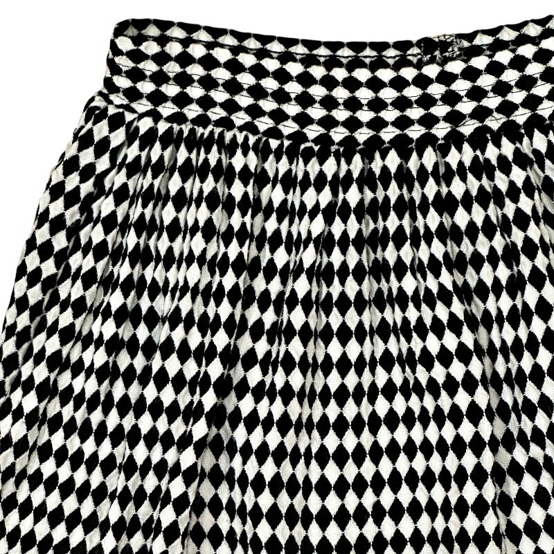Vintage 90s Black White Geometric MINI Skirt M Elastic Waist A Line USA Indie