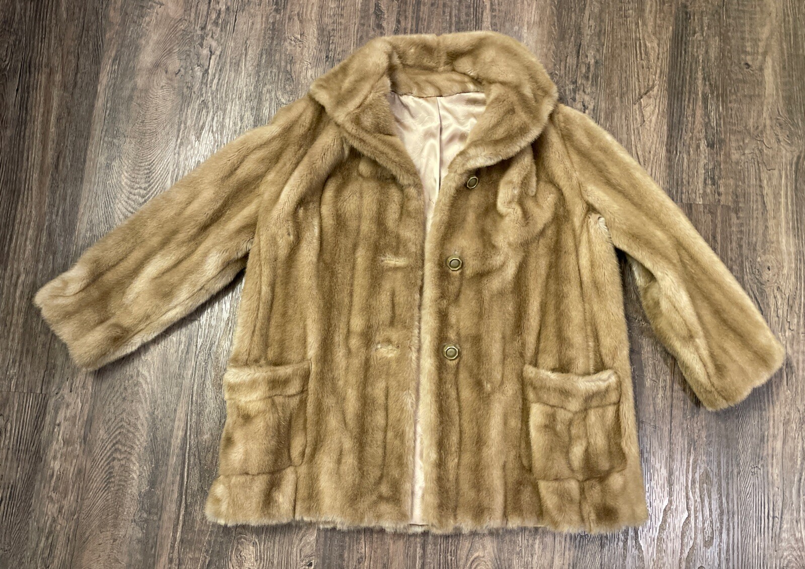 Mincara Russel Taylor ILGWU Label Faux Fur Coat Womens Sz L Great Cond Vtg