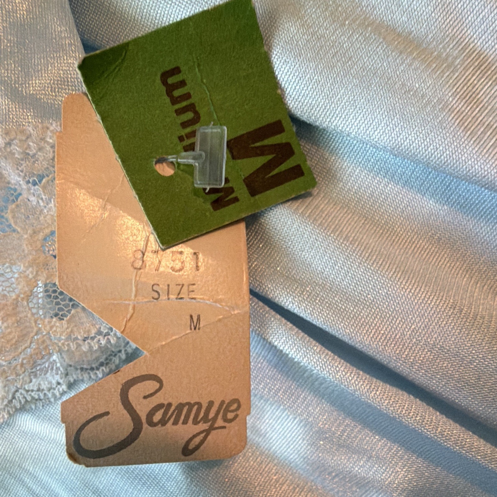 Vintage Light Blue Nightgown – Lace Detail – 3/4 Length Sleeves – Size S -USA
