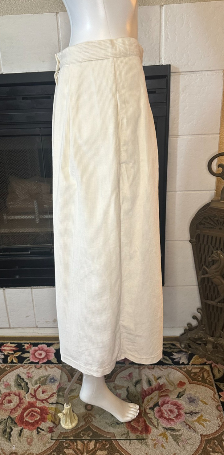 Vintage Calvin Klein Ivory Corduroy Straight Below Knee Skirt snap Slit