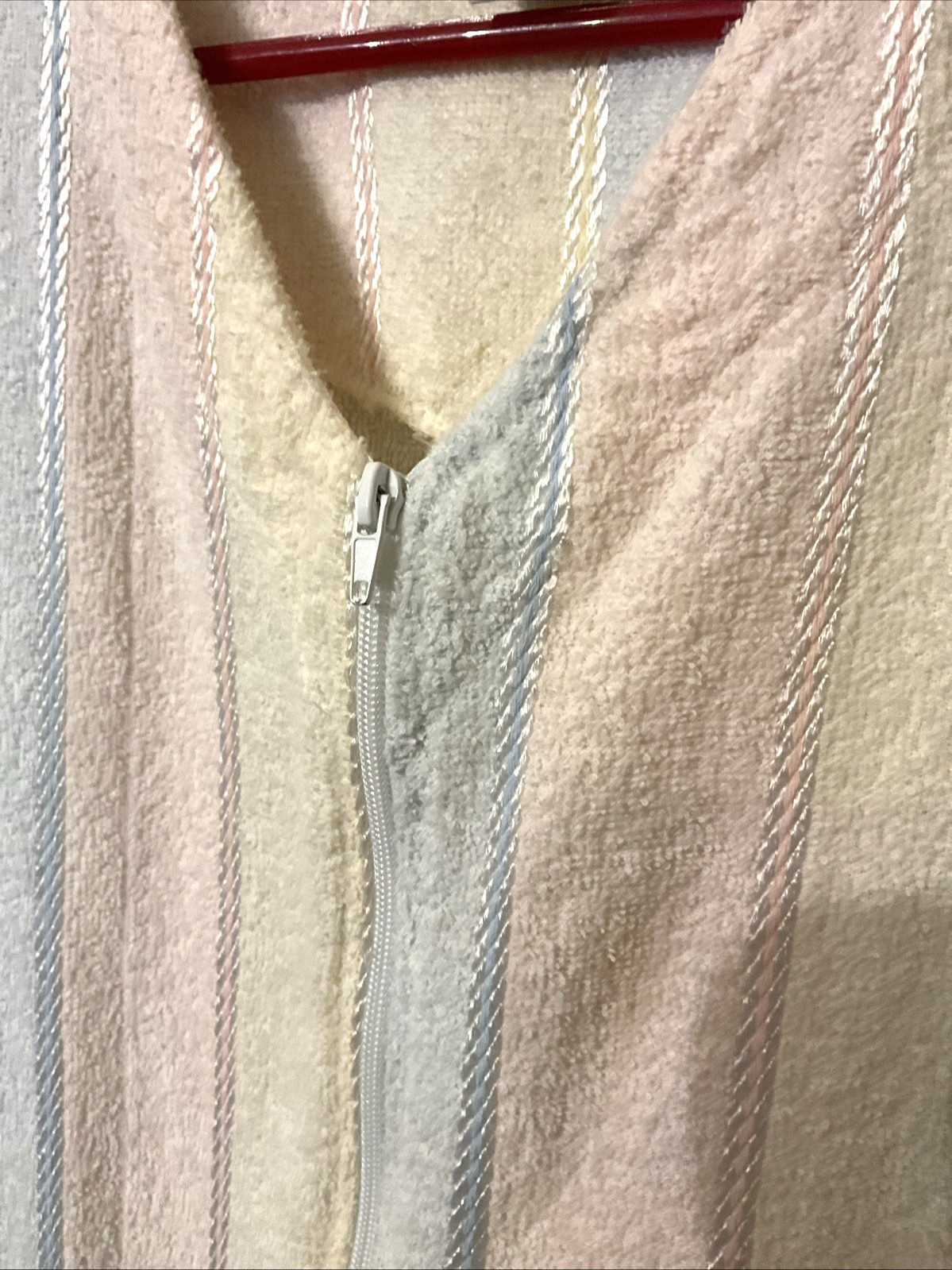 Vintage TJ Lawford Turkish Terry Cloth Caftan Robe Midi Pastel Stripe 90s 95/5 M