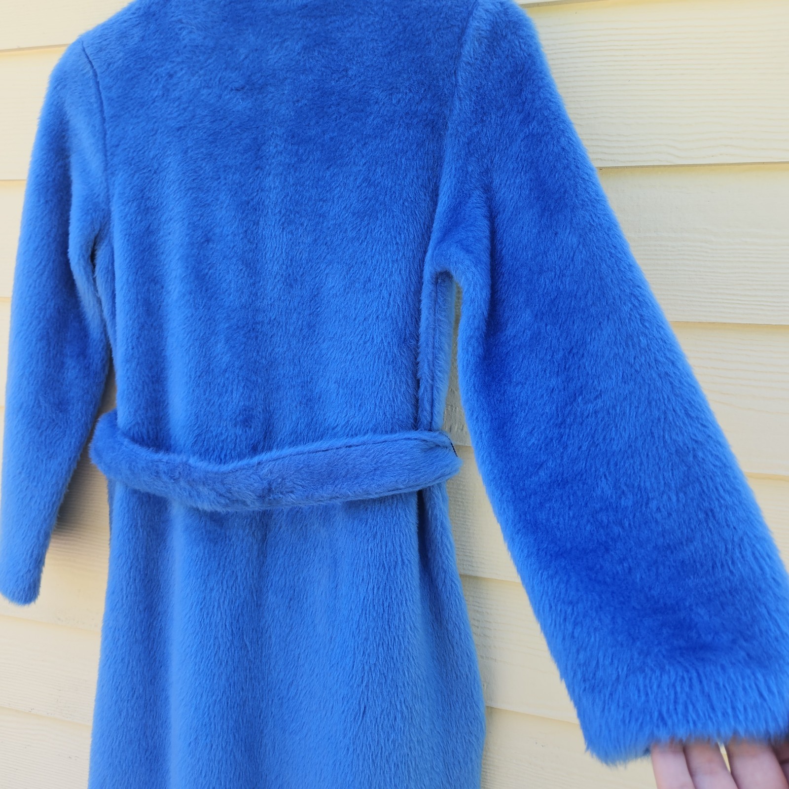 Vtg 1970s Sears At HomeWear 1/2 Zip Robe Womens XSP 4/6 Fuzzy Plush Blue Glam