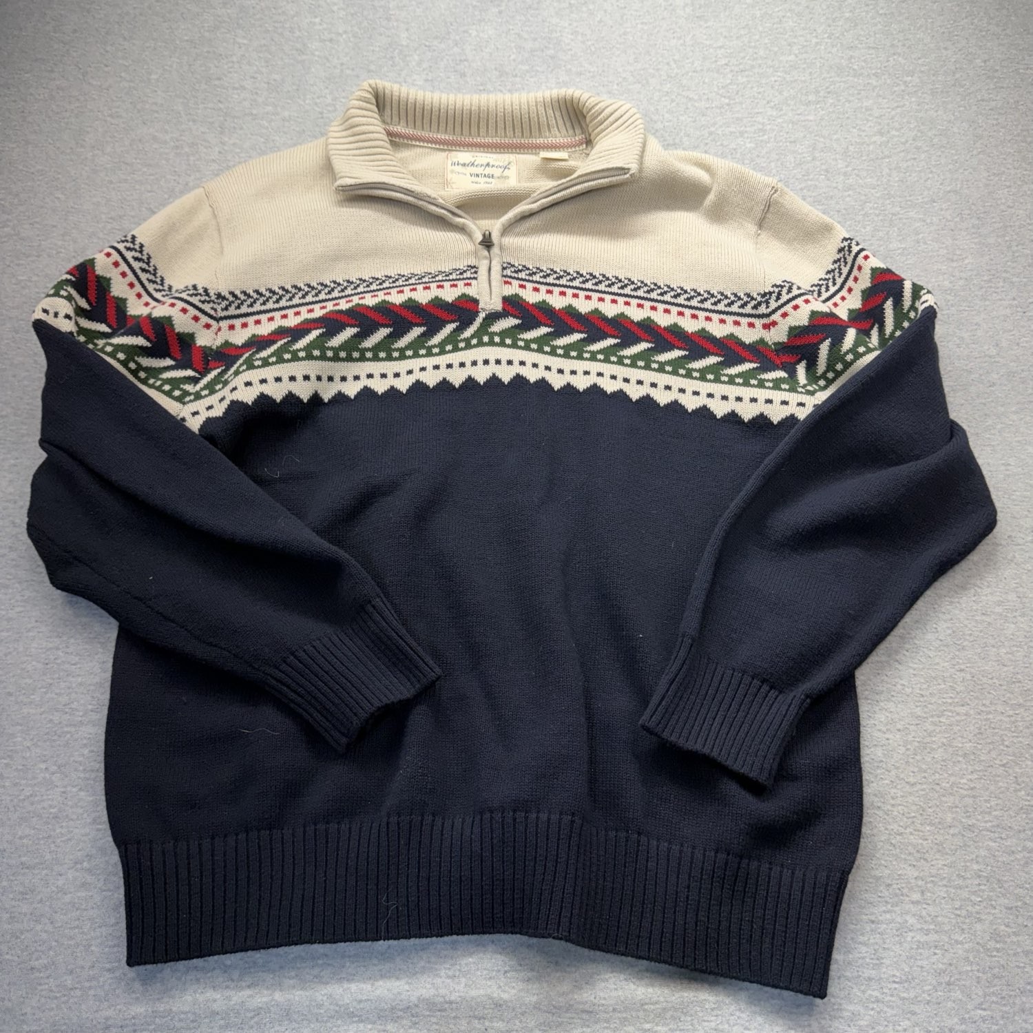 Weatherproof Mens Navy Fair Isle Pullover XL