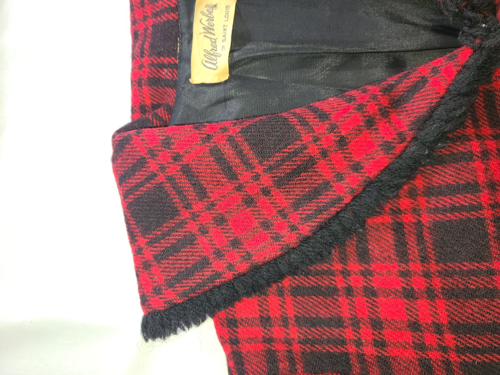 Vintage Alfred Werber Of St. Loius Red/ Black Plaid coat 1950’s-60’s