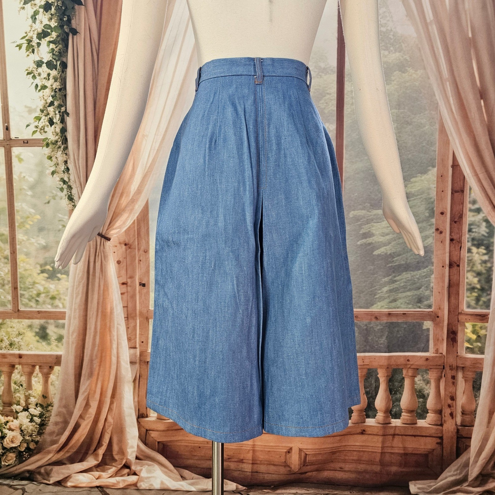 Vintage 1970s Sears The Fashion Place Denim Culottes High Waist Gaucho Pants
