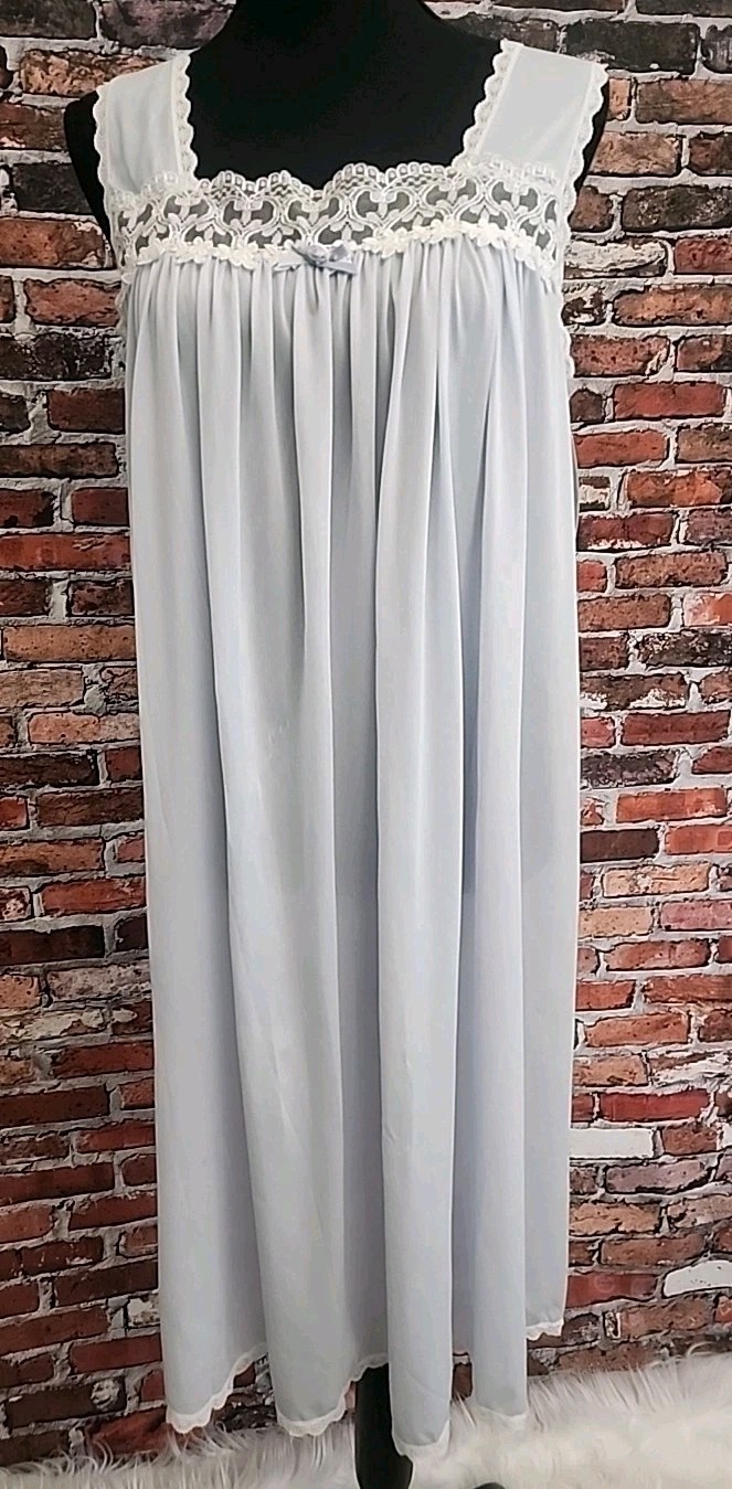 Vintage Nightgown Nighty Babydoll Slip Dress Lace 50’s 60’s Cottagecore New Blue