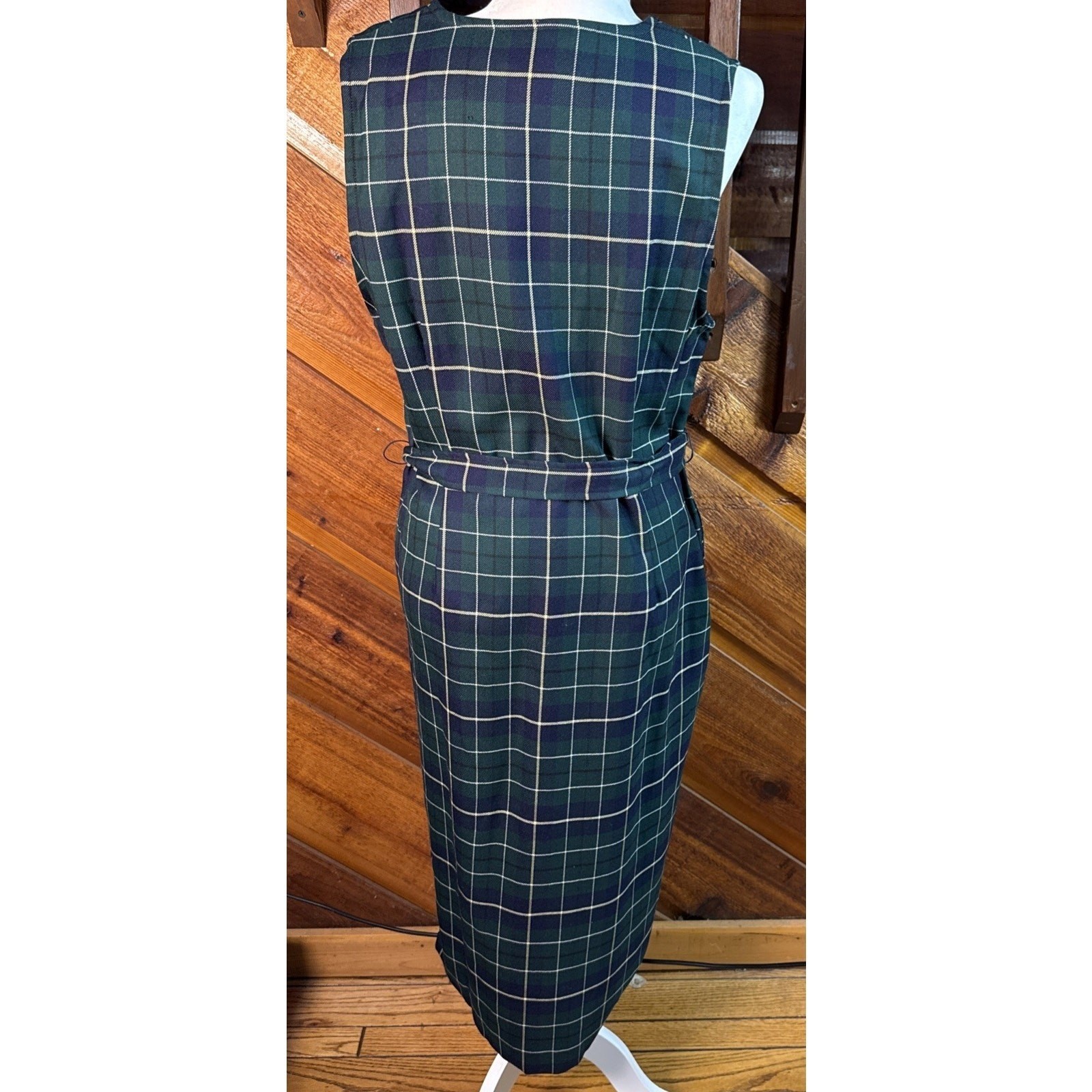 Pendleton 100% Virgin Wool Plaid Belted Dress Size 12 Vintage Made In USA