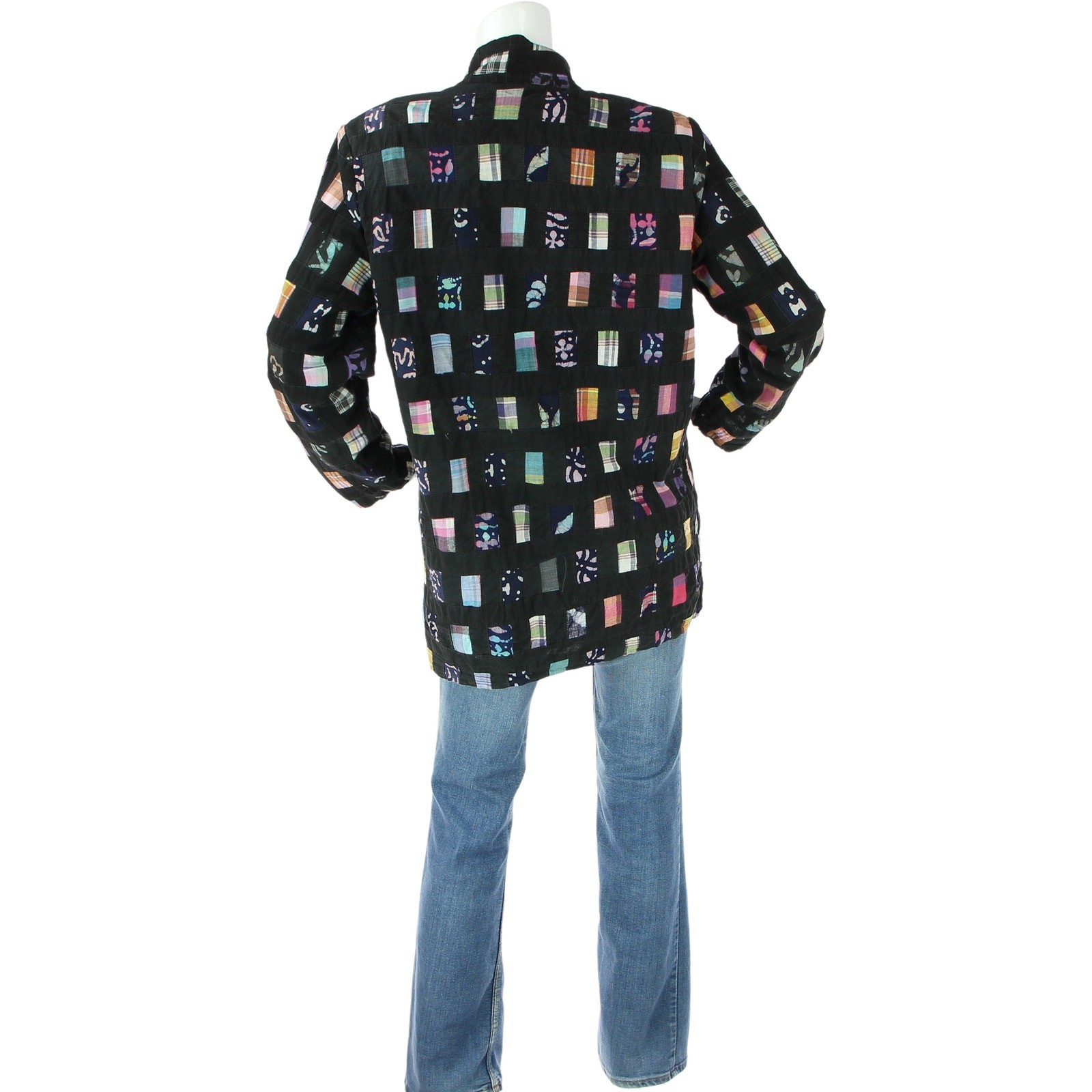 80s Vintage Rainbow Plaid Patchwork Boho Festival Hippie Blazer Jacket Coat