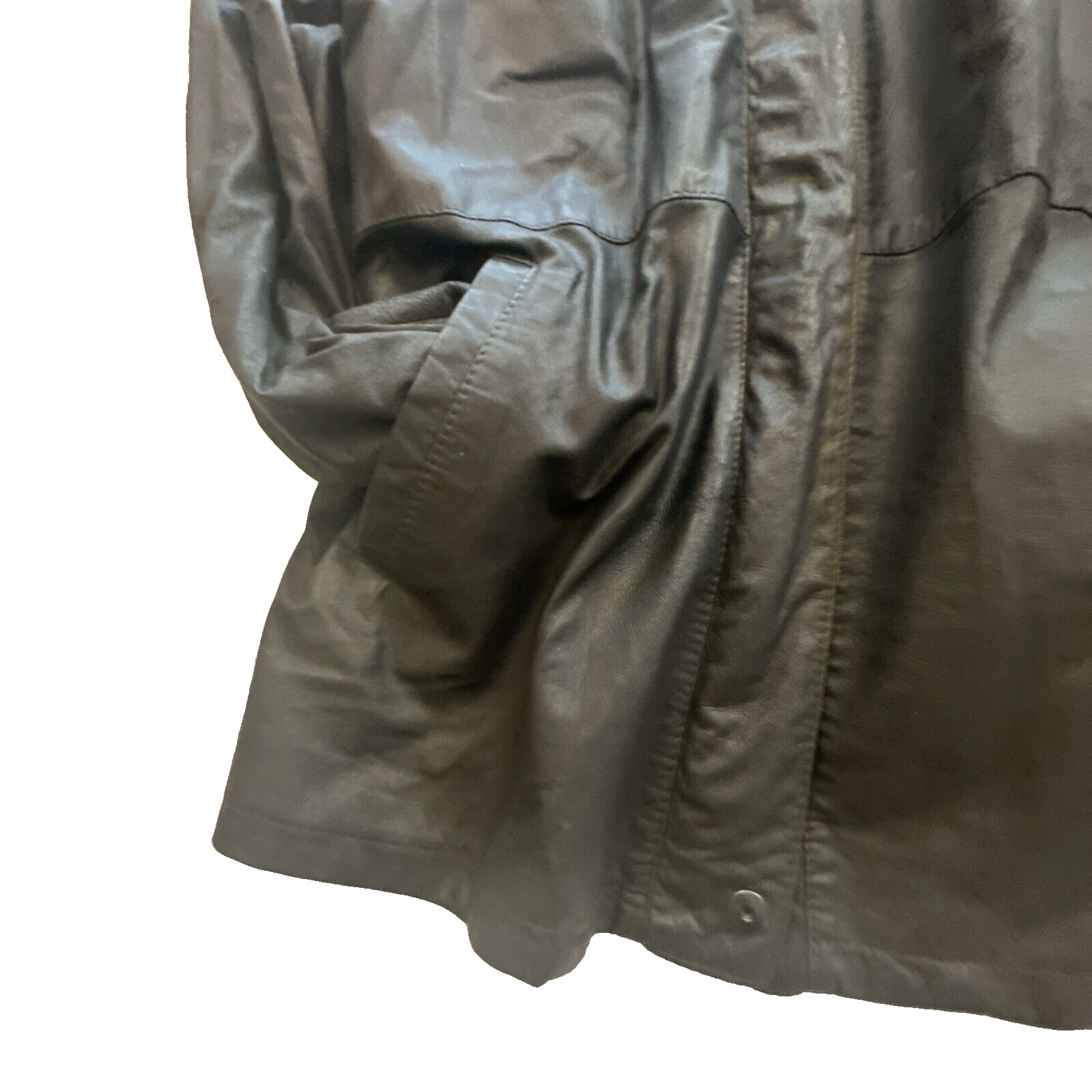 Remy Soft Leather Coat Jacket Drop Waist Black Women’s Size Medium Vintage
