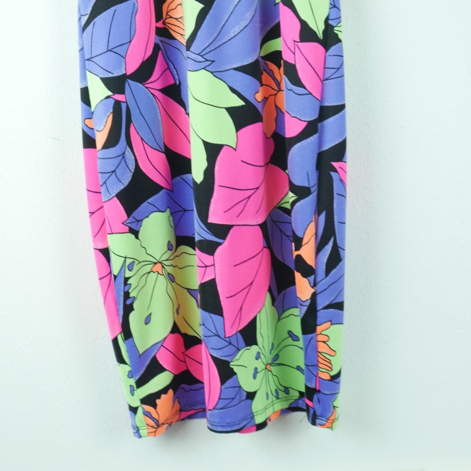 Vintage XS S Swim Dress Multicolor Neon Bodycon Mini Beach Resort Tropical Print
