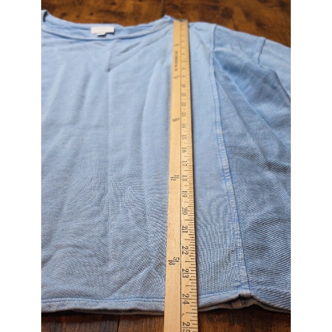 J.JILL | Blue Cotton Boxy Ribbed Panel Lightweight Pullover Sweatshirt Top | XL