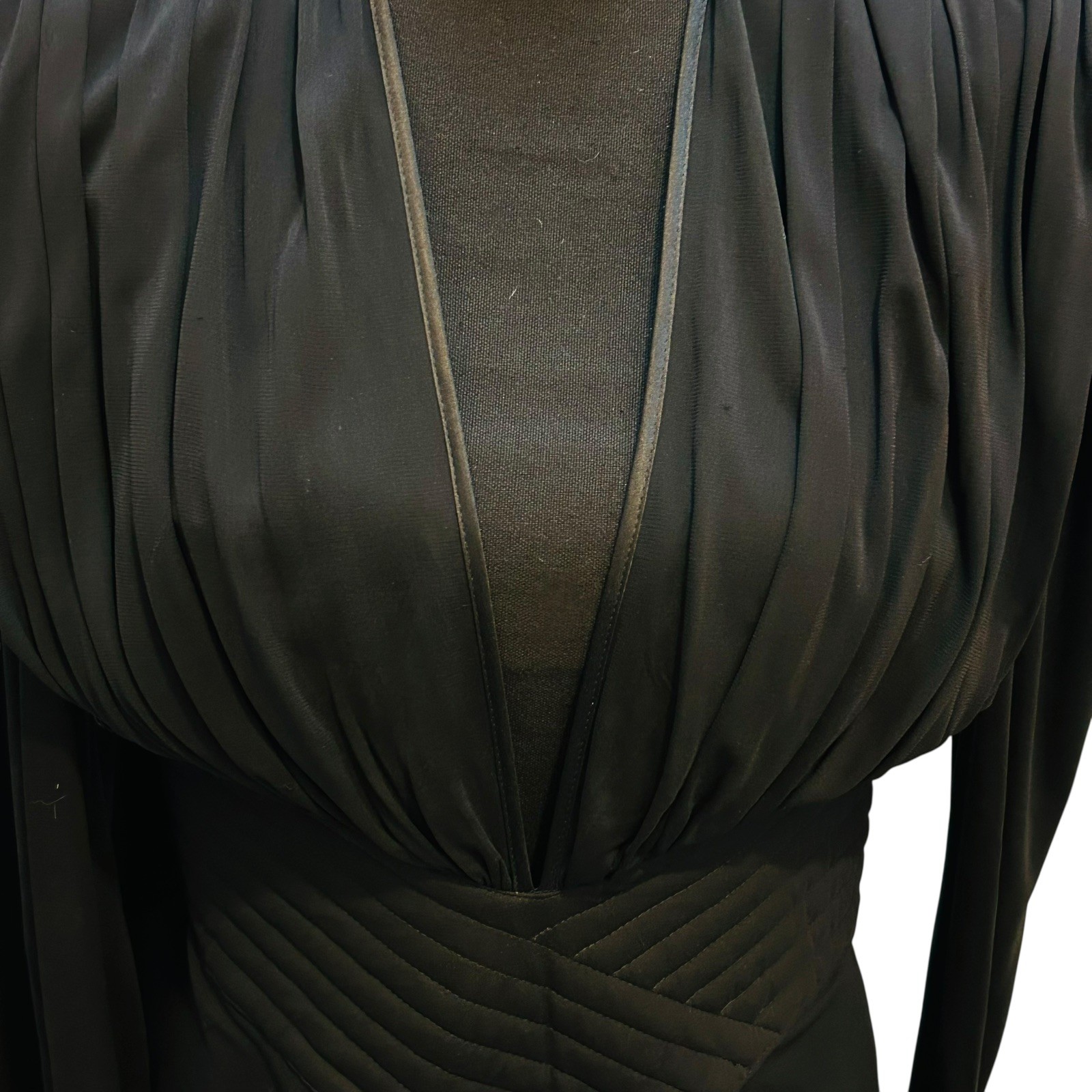 Vintage 1980s Wayne Clark Dress Size 10 Black Plunging Neckline Dynasty Marelle