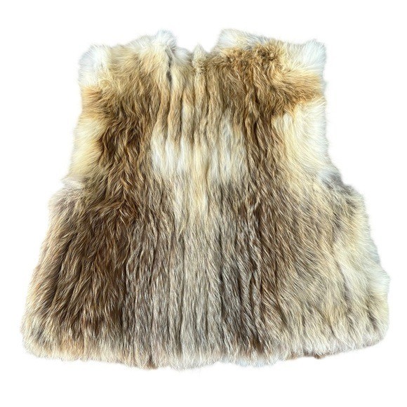 VTG Golden Fox Fur Vest Fluffy Soft Satin Lined Made in Hong Kong Medium NICE