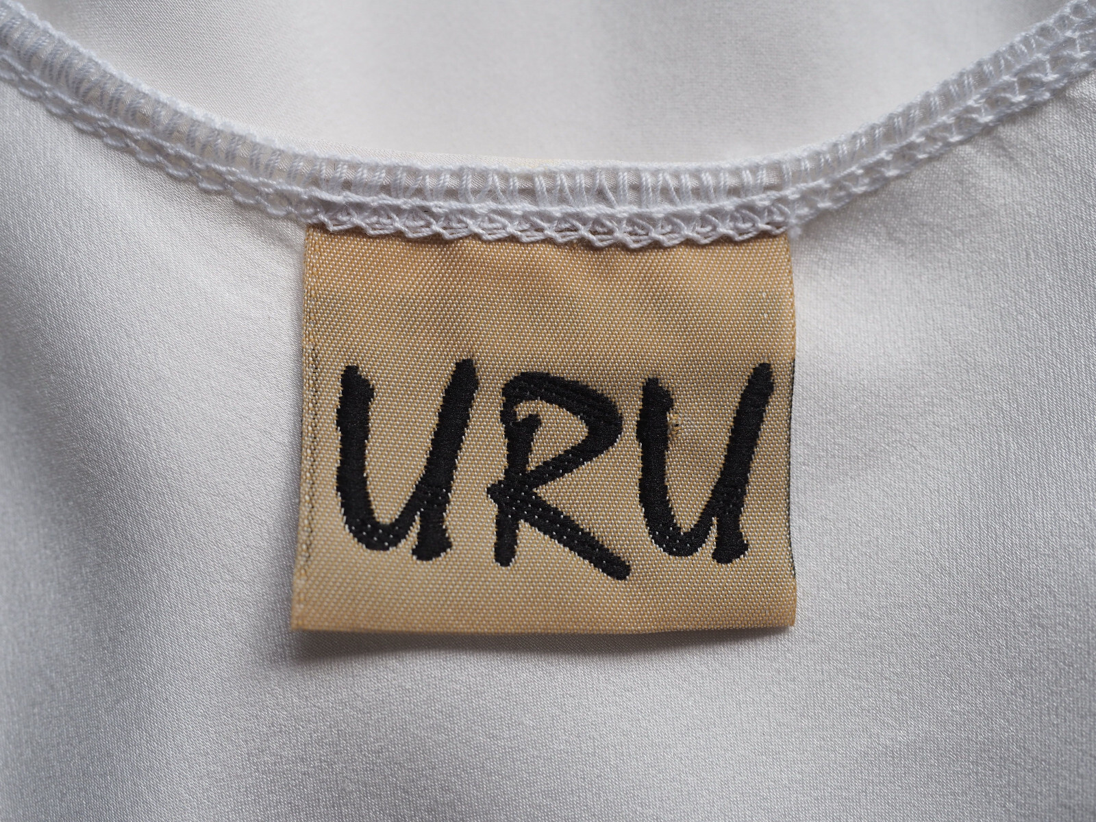 Vintage URU Made In USA 100% Washable Silk Sleeveless Dress Tunic Off-White 2