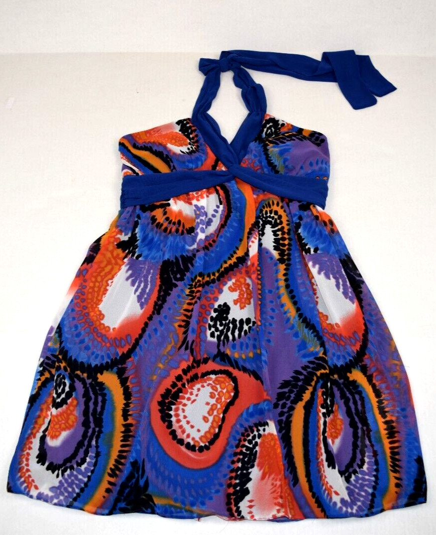 Vintage Halter Top Kitty Sexy Yet Classy Size S/M 90s Purple Blue Orange Swirls