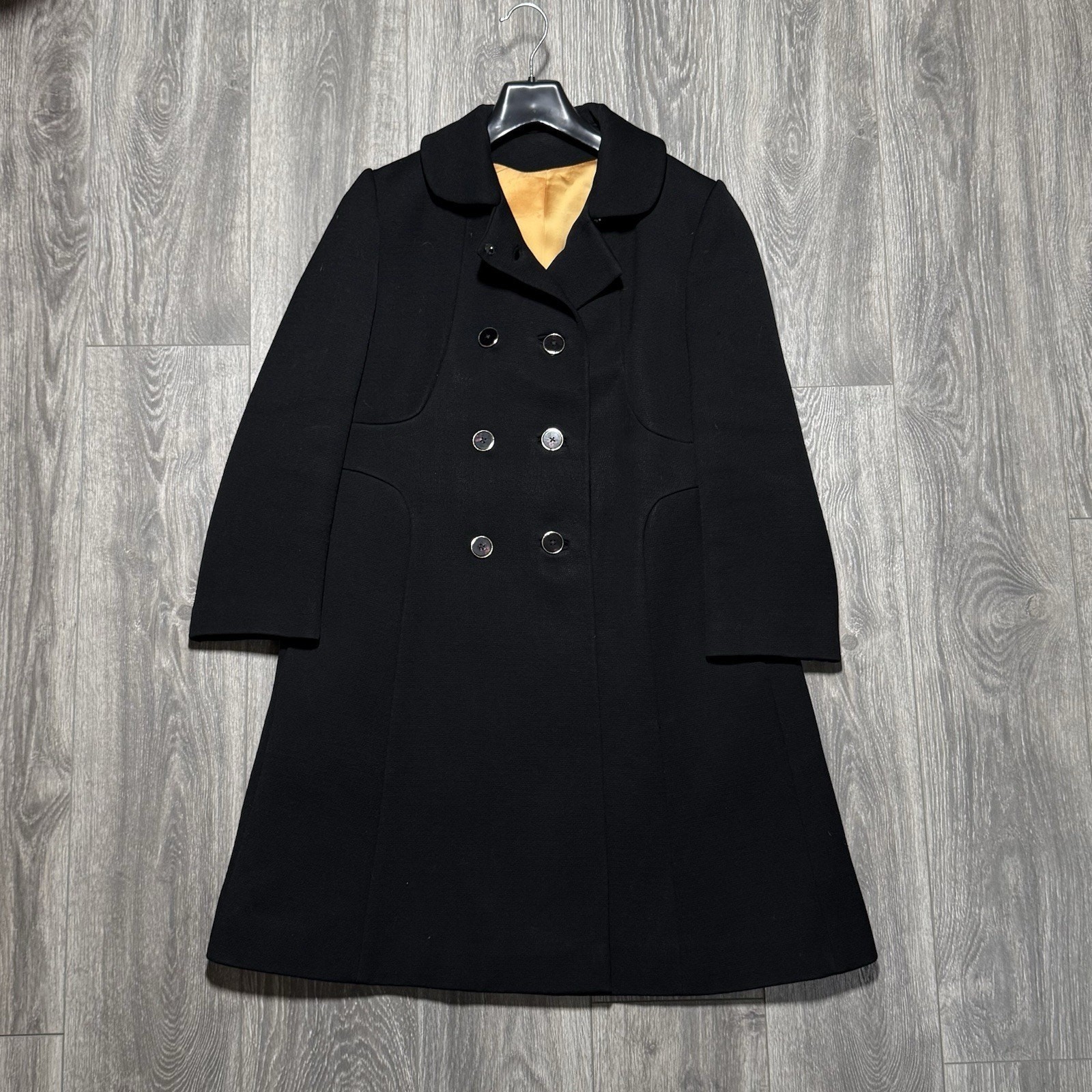 Vintage 1960s Women’s Black Wool Trench Coat 60s Lorendale By Bromleigh Size M?