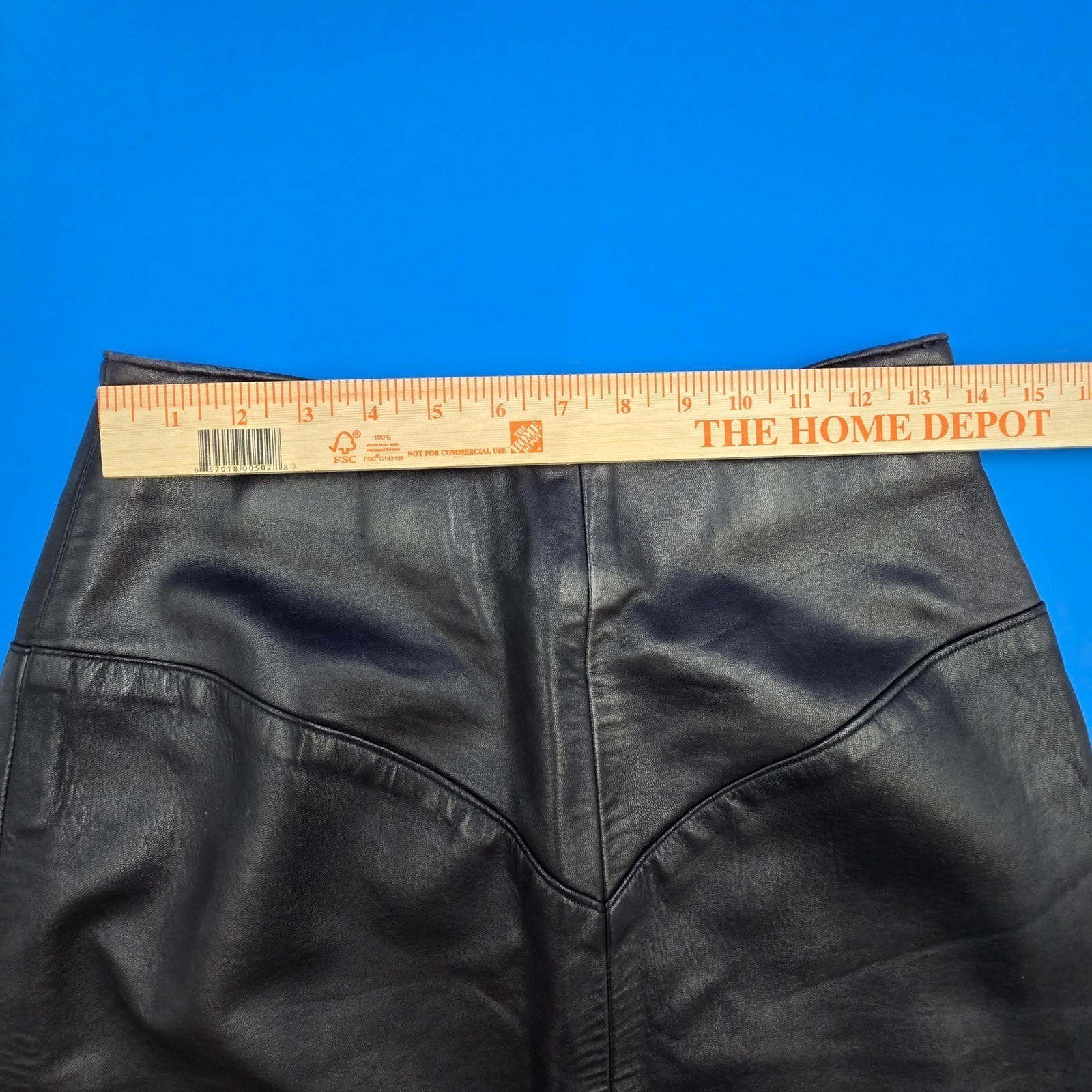 Georgetown Leather Design Vintage Black Leather V-Yoke Pencil Skirt 14 fits 6