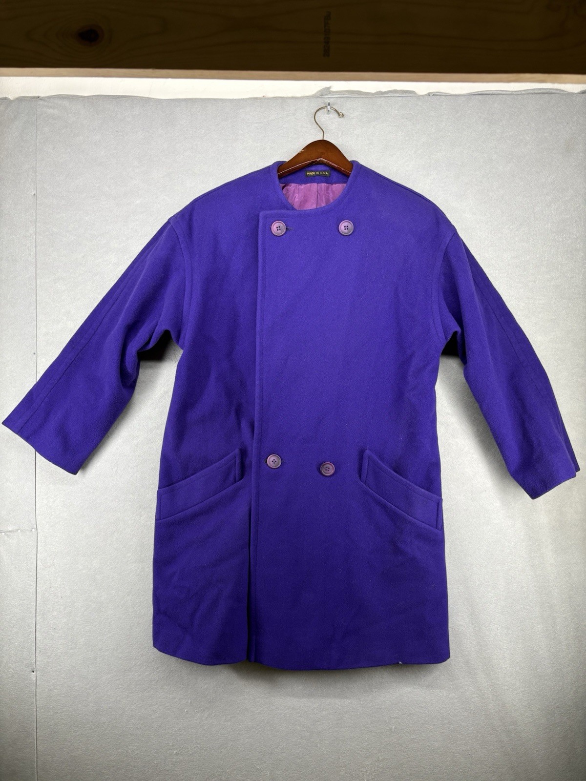 Vintage I. Magnin Women’s 100% Wool Purple Blazer COAT Gorgeous 1970’s