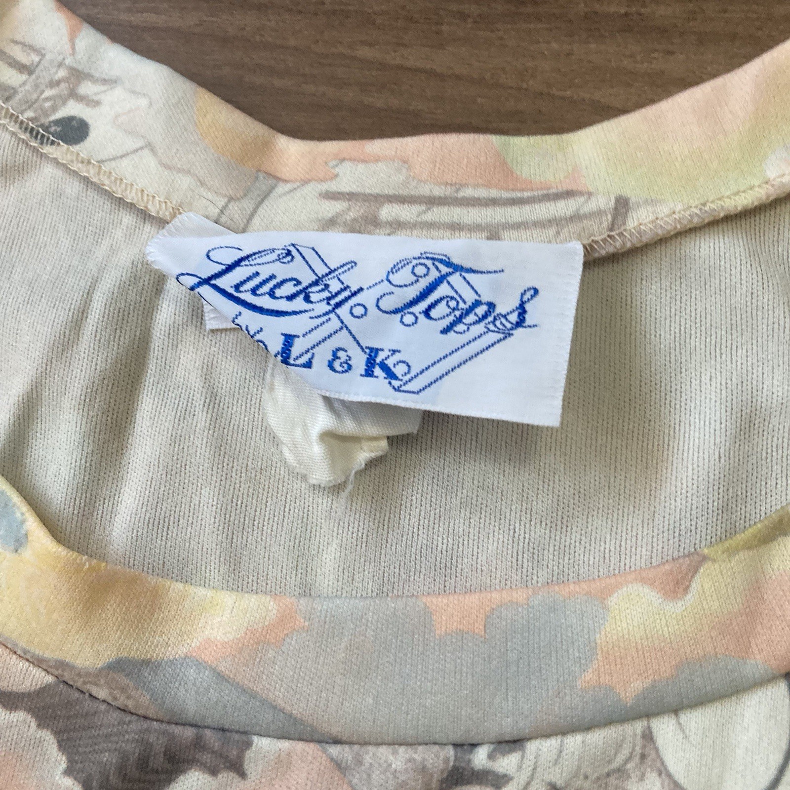 Vintage 70s “Lucky Tops” Asian Oriental Printed Poly Tank Tops Size M Hippie