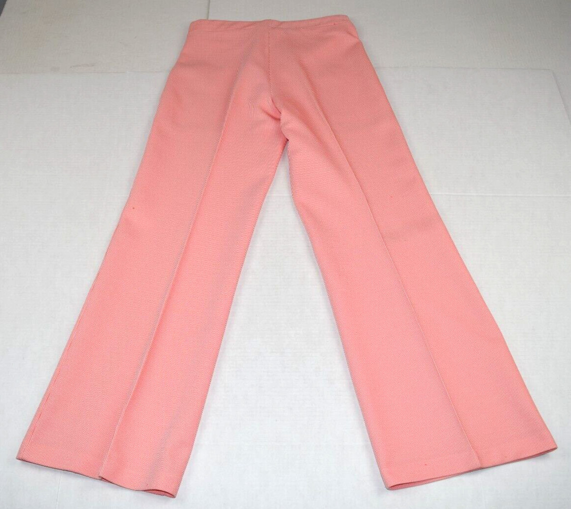 Vintage Top Pants Set Ecco Bay Size S/M 70s Red White Candy Stripe Poly Made USA