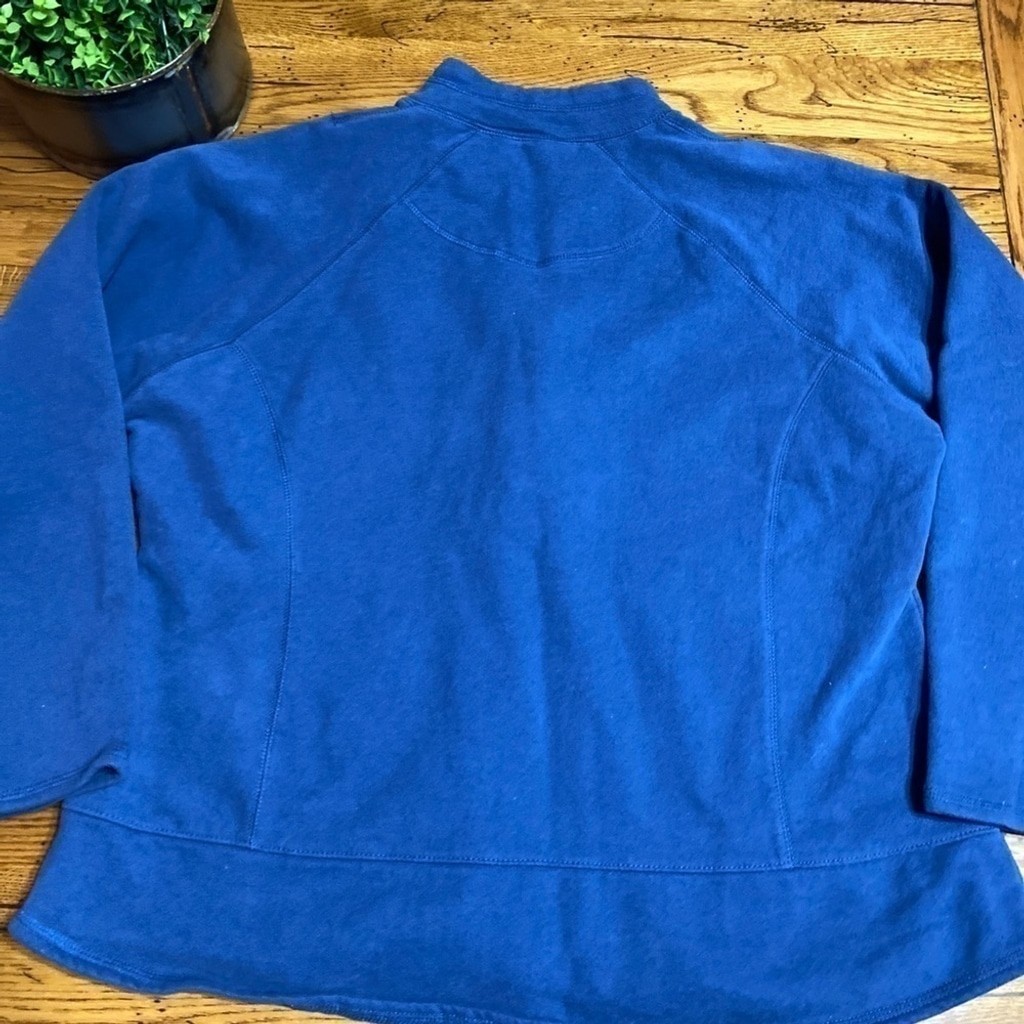 Vintage Woolrich Women’s XL A21 Blue Fleece 1/4 Zip Pullover Sweater Pockets.