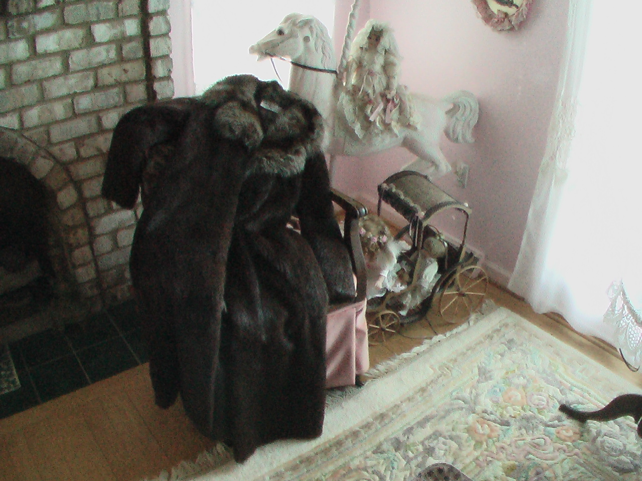 Nutria Ankle Length Ladies Fur Coat With Raccoon Collar GLAMOROUS!