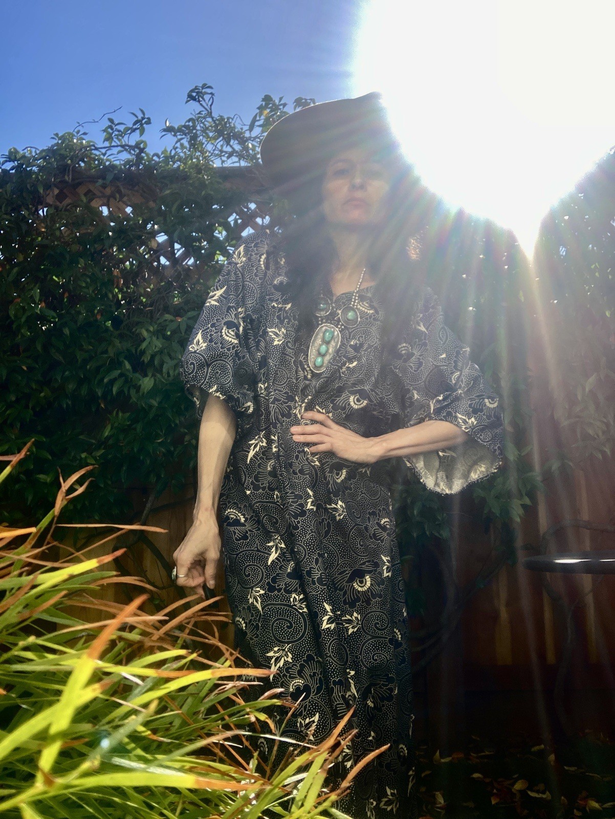 Vtg Mei Jan of Hawaii 60’s 70’s Muumuu maxi boho dress blue floral cotton hippy