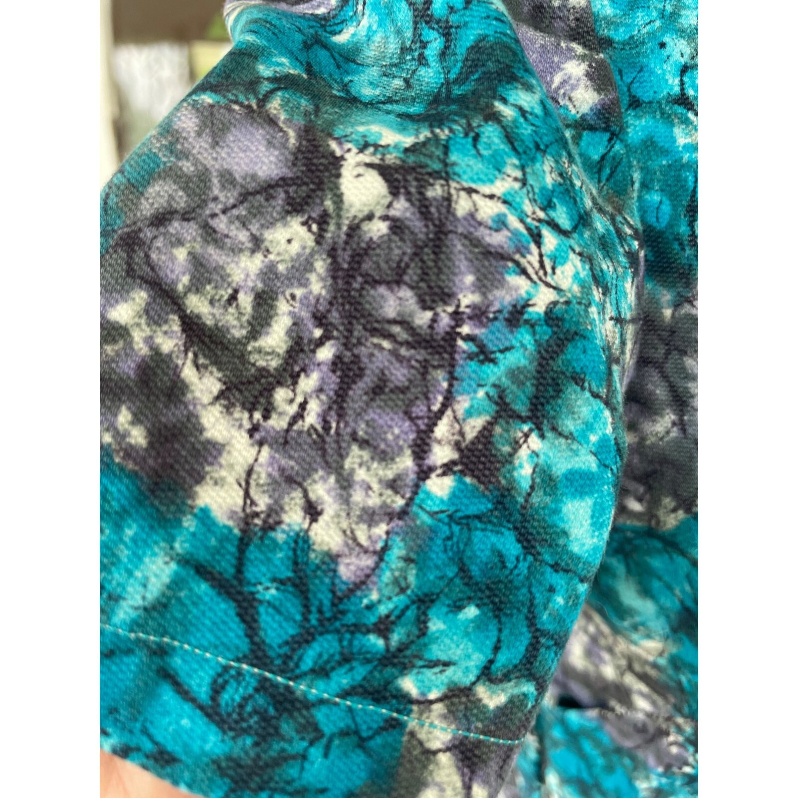 Vintage 1950s Polished Cotton Floral Pleated Shortsleeve Dress Small
