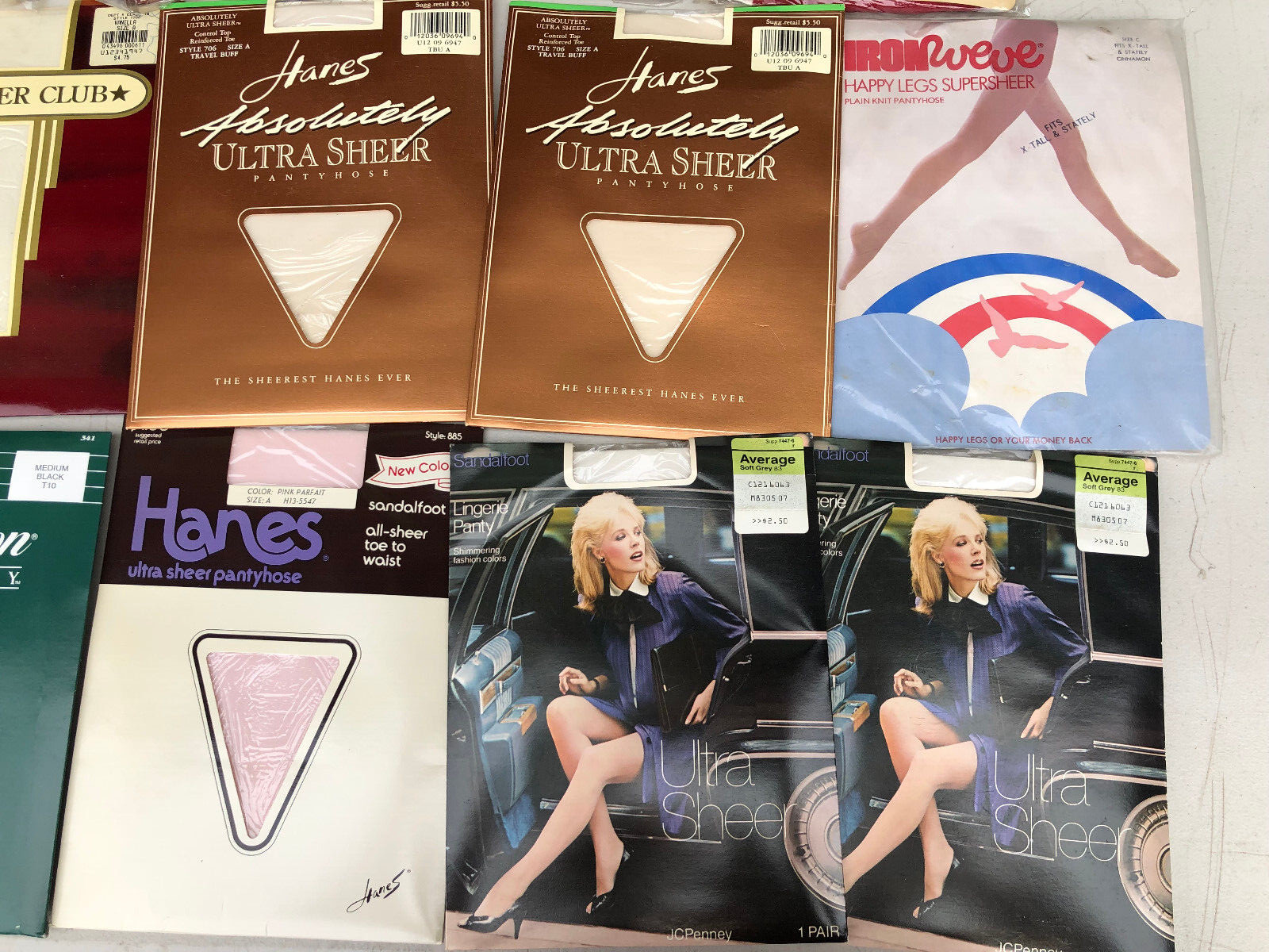 14 Vtg 80s 90s Pantyhose NIP Assorted Colors & Sizes Hanes May Co Charter Club