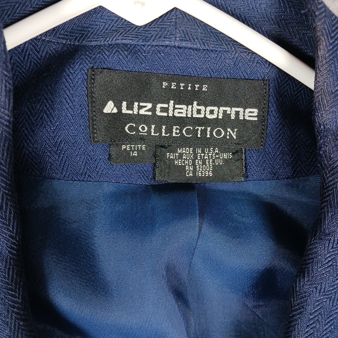 VTG 90s Liz Claiborne Collection Women 14 Petite Linen Plaid MULTICOLOR Blazer