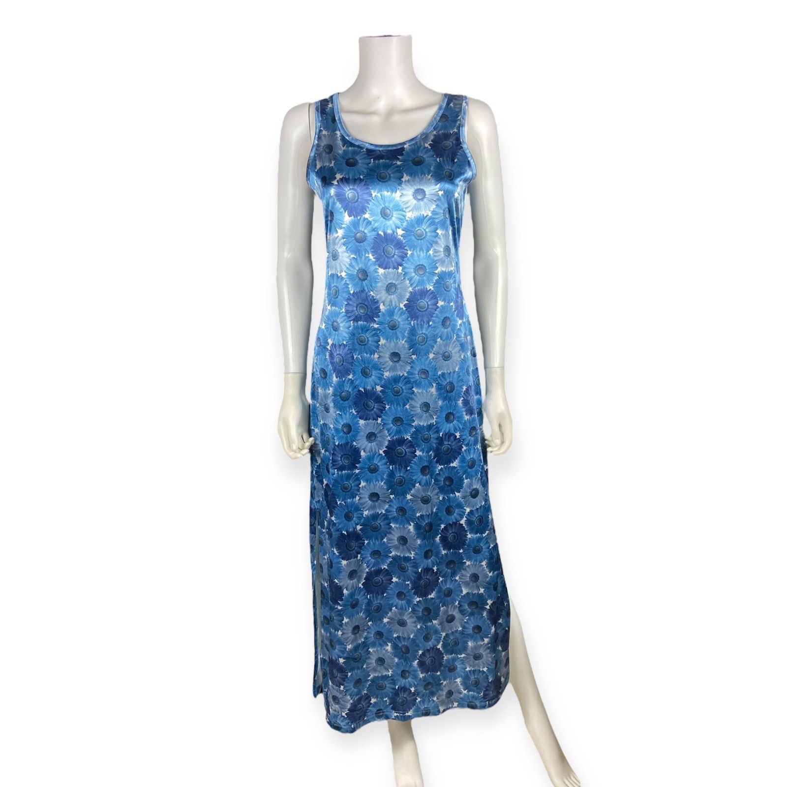 Aqua Blues Women’s VTG 90’s Satin Daisy Floral Dress Grunge M