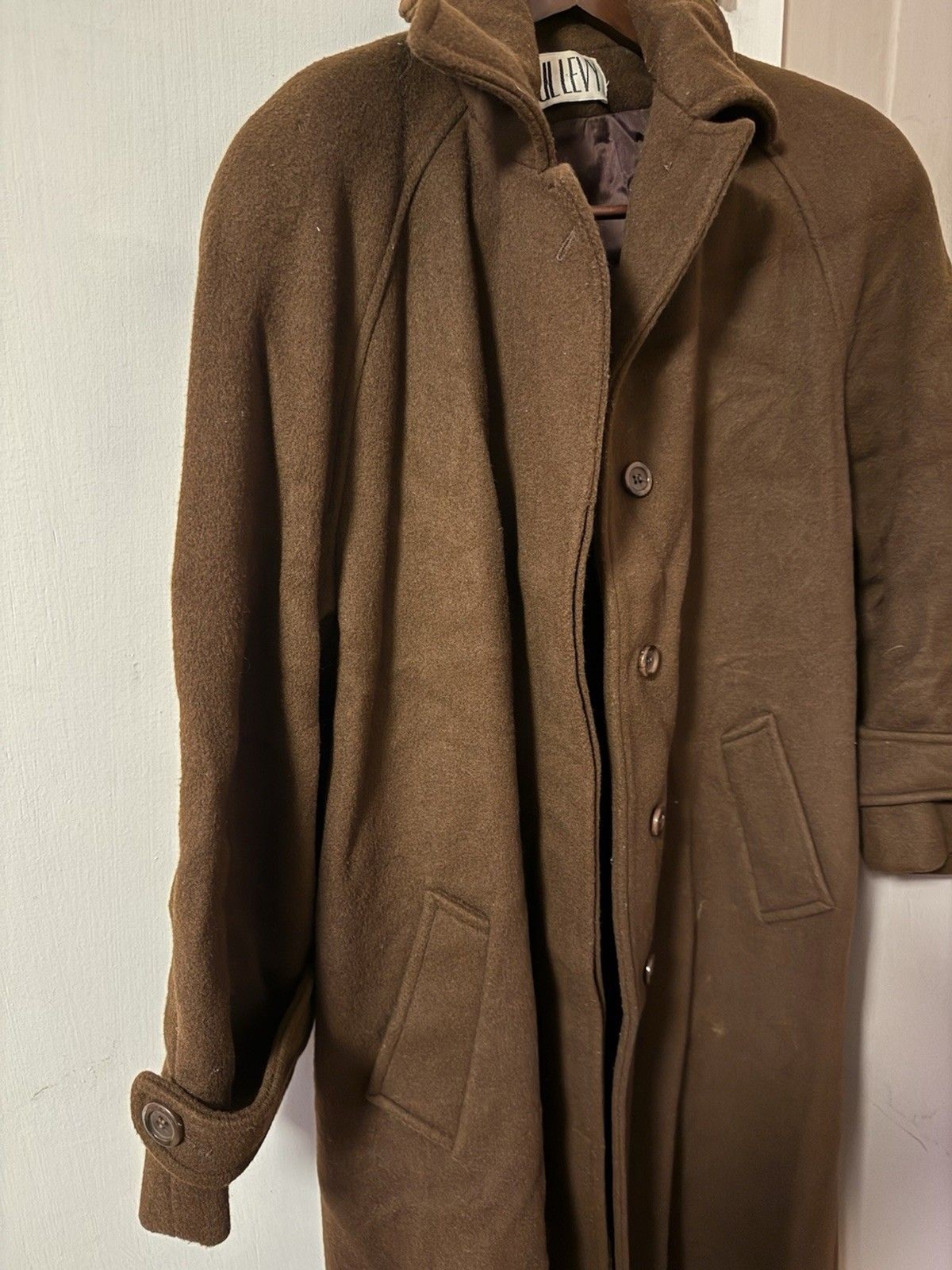 Vintage Paul Levy Women’s Dark Brown 100% Pure Wool Long Coat – see description
