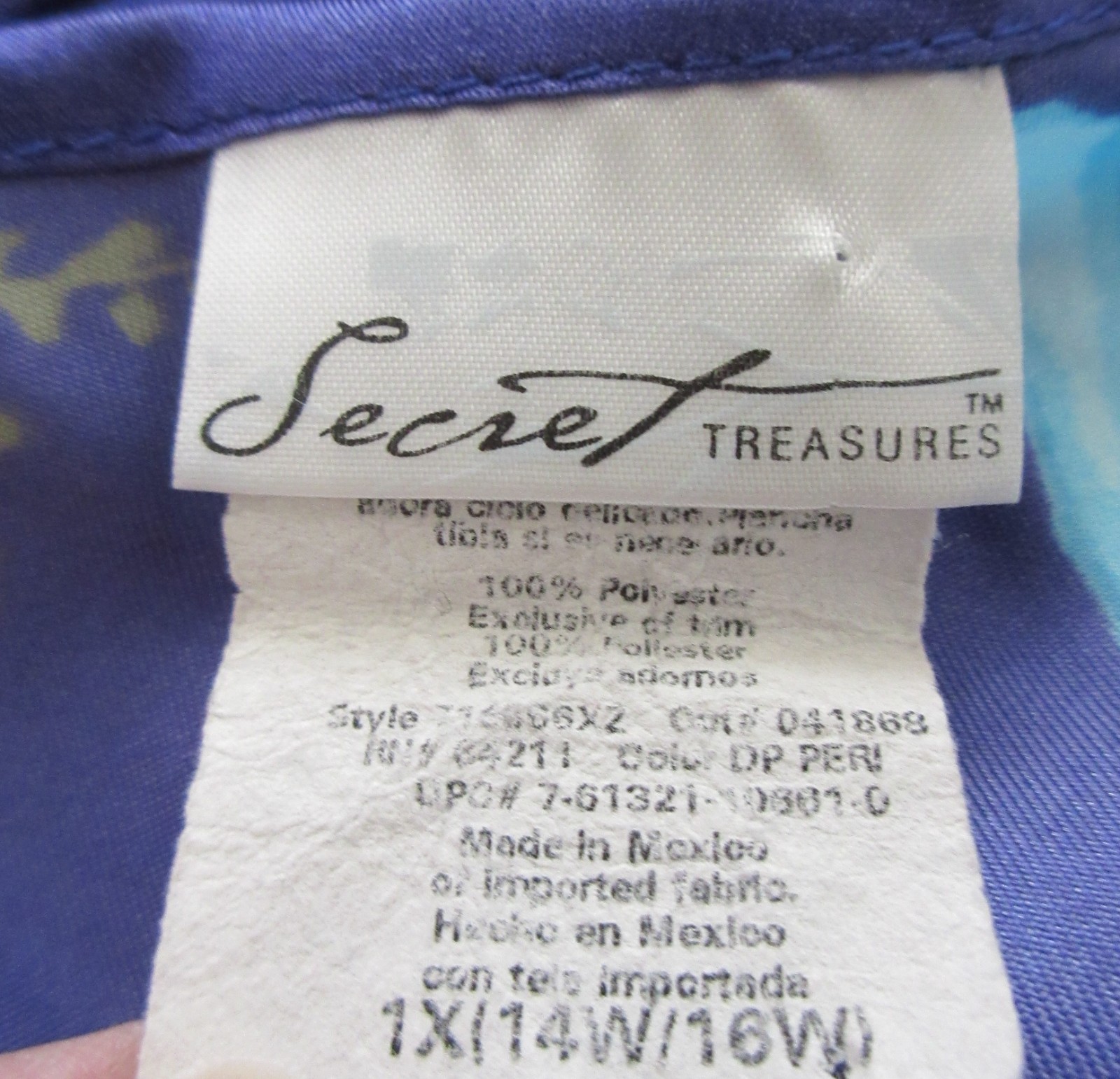 SECRET TREASURES VIBRANT BLUE floral COTTAGE CORE 100% SATIN GLOSSY nightgown 1X