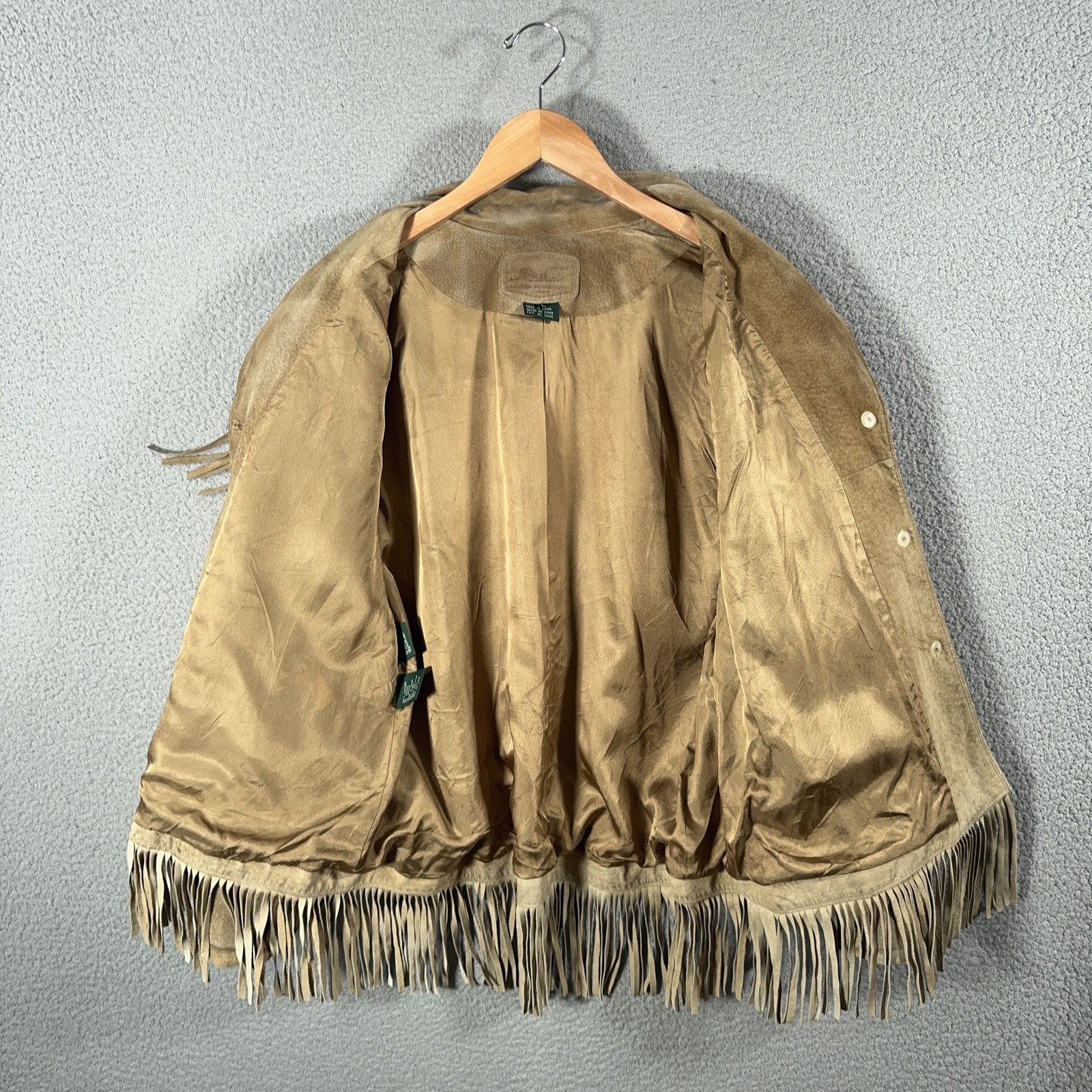 Vintage Ralph Lauren Suede Fringe Jacket Womens Large Brown Western Cowgirl FLAW