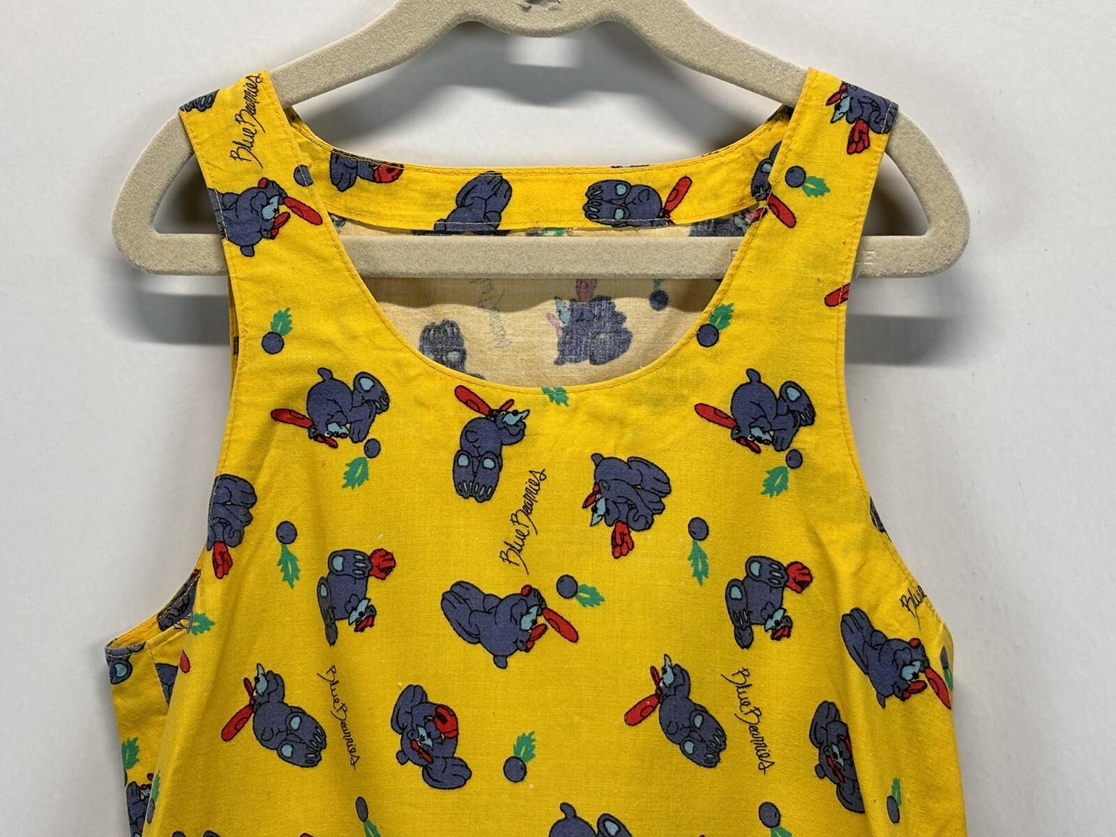 Vtg Hand Made Dress 80’s Pullover Jumper Style Blue Bearries Fabric