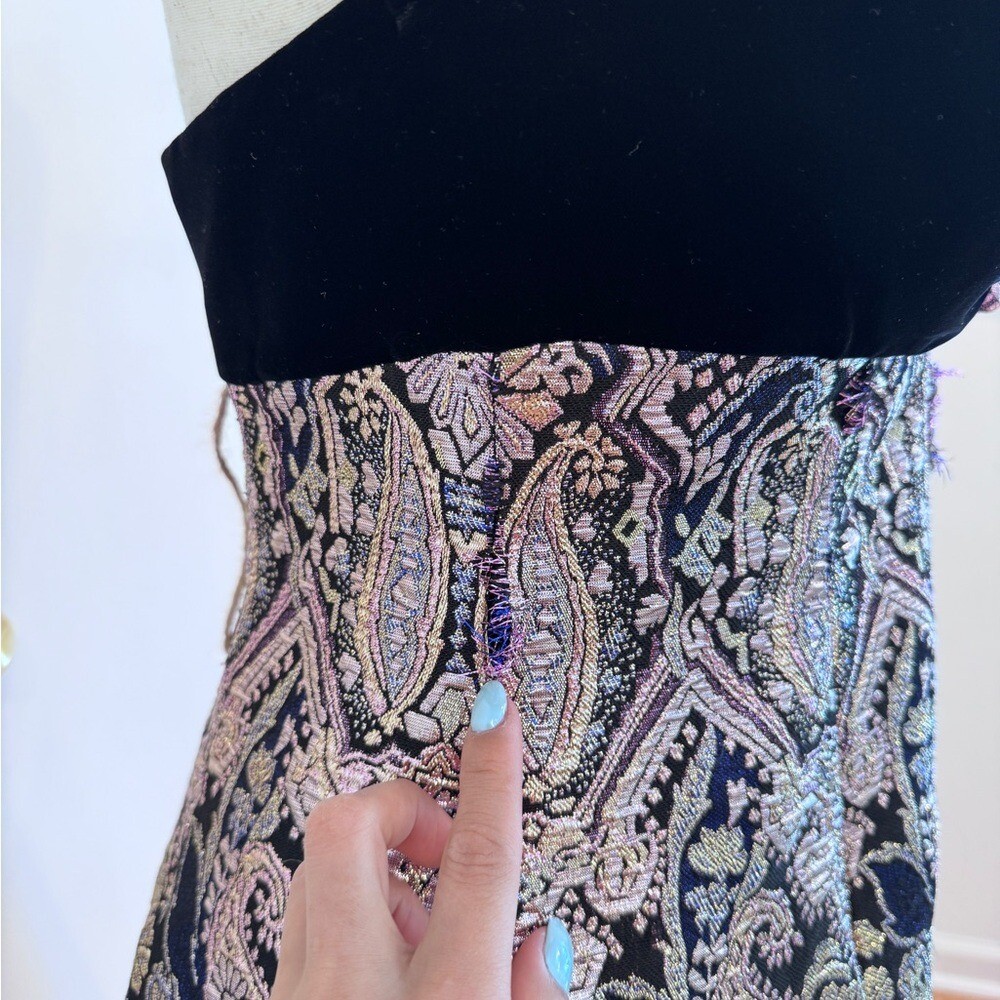 1980s Rare Eugene Alexander Velvet Metallic Gown Dress
