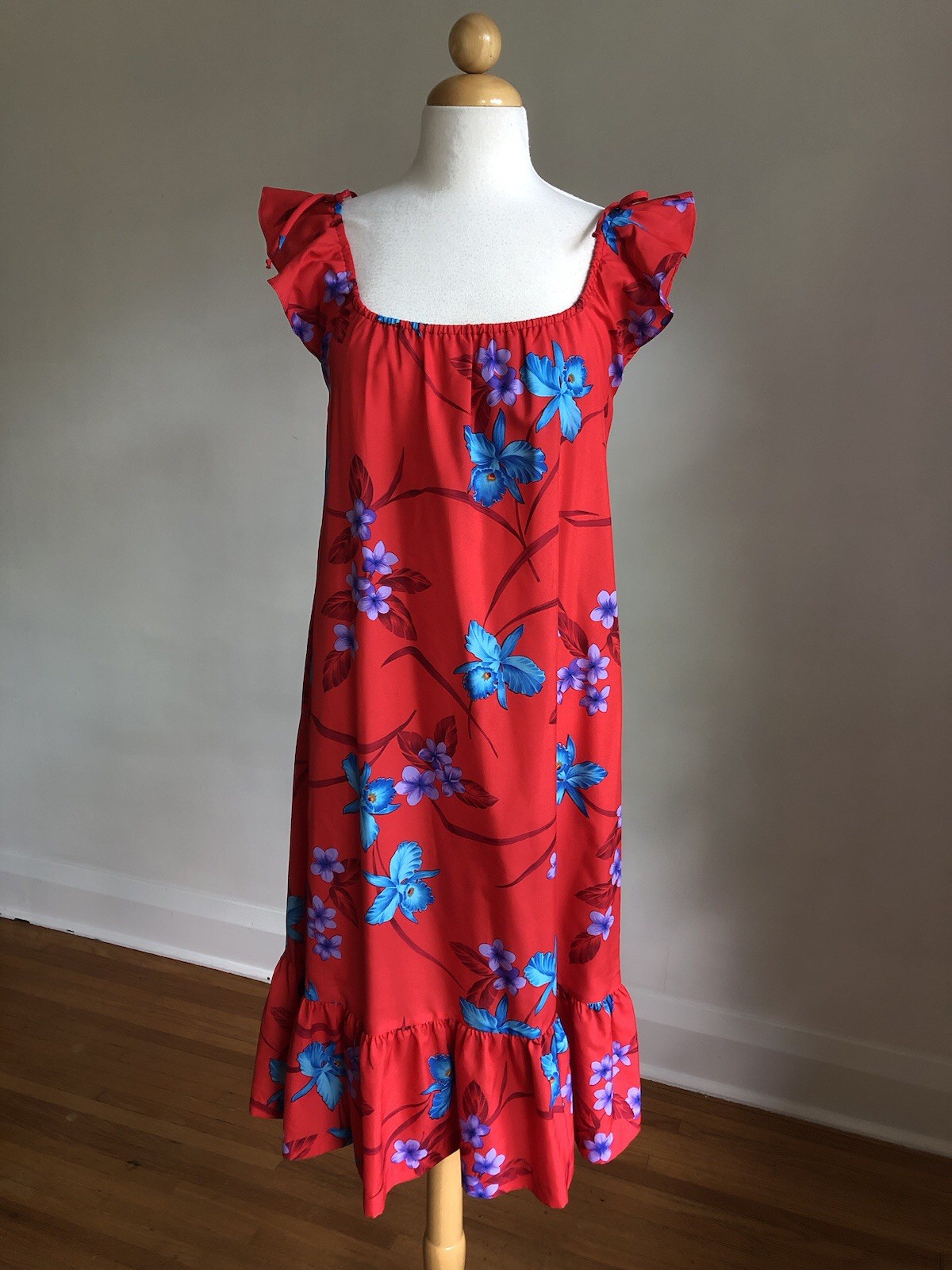 ADORABLE VTG ROYAL HAWAIIAN Made In Hawaii Red Floral Tropical Aloha Sundress 6