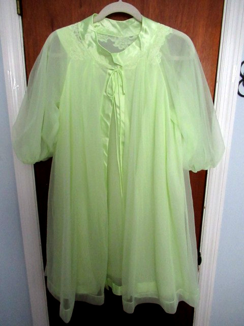 Vintage Gossard Artemis Peignoir Set Lime Green Nylon S