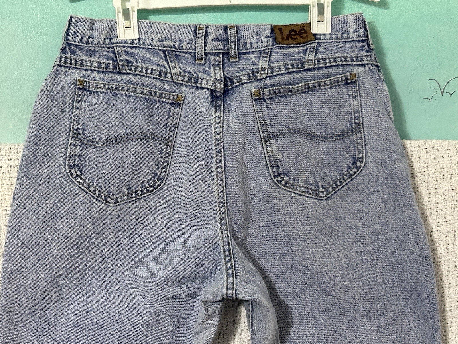 Vintage 80s 90s Stone Washed High Waisted Tapered Leg Lee Mom Jeans 16 18 Womens