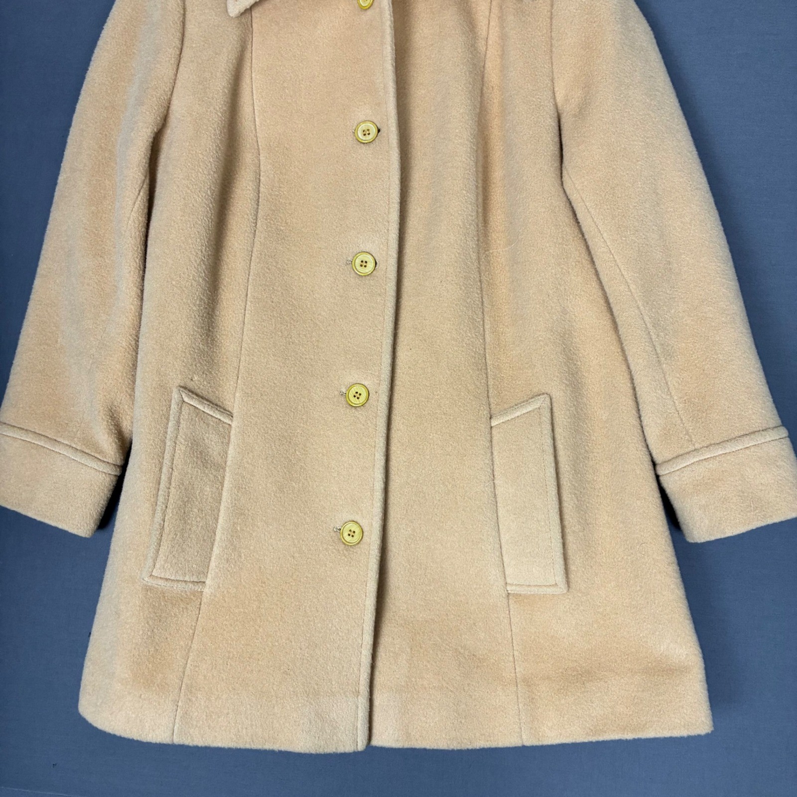 Vintage 70s Pendleton 100% Pure Wool Tan Car Coat Belted Waist Size Medium