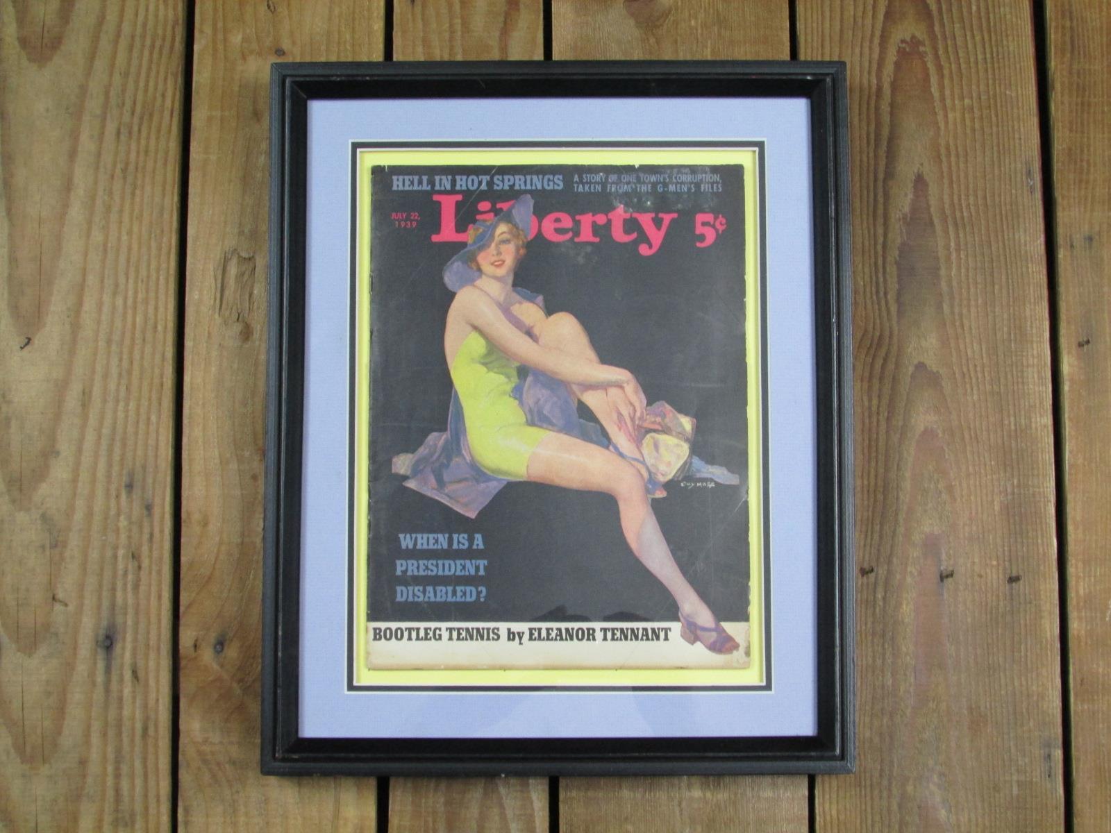 Vintage 1920s BVD Wool Swimsuit Bathing Suit Beach Theme Magazine Framed Pennant