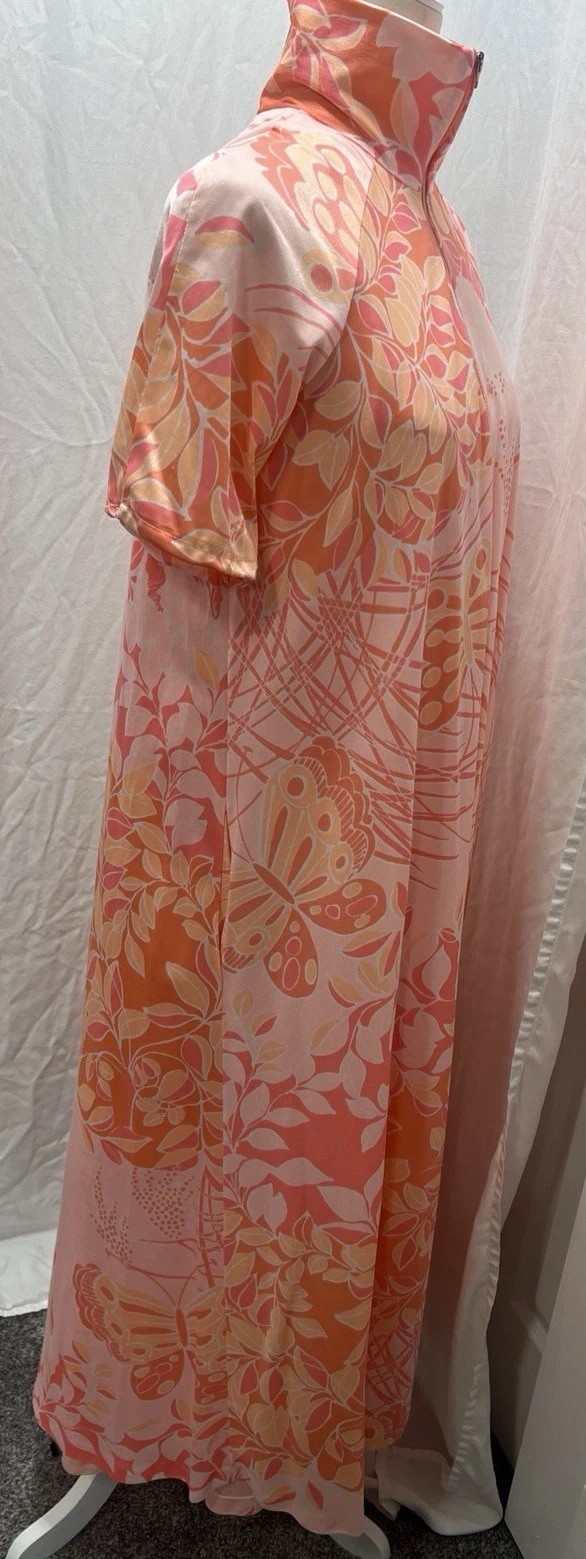 Vintage 70s Miss Elaine Mori Butterfly Floral Peignoir Set Nightgown Robe SZ SM