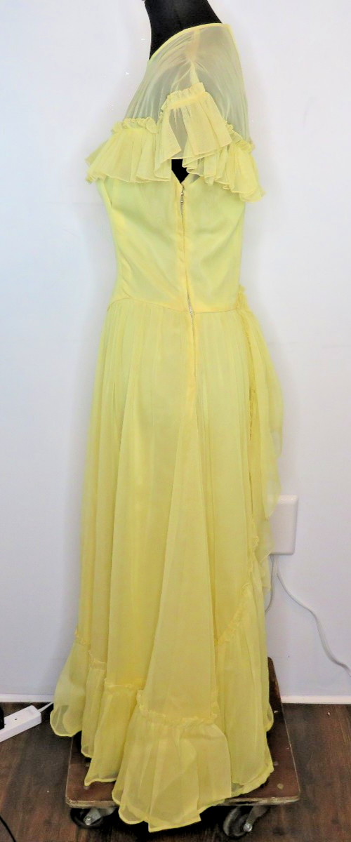 VINTAGE 1950’s FRED PERLBERG Dance Originals Yellow Dress S M Formal Gown EUC