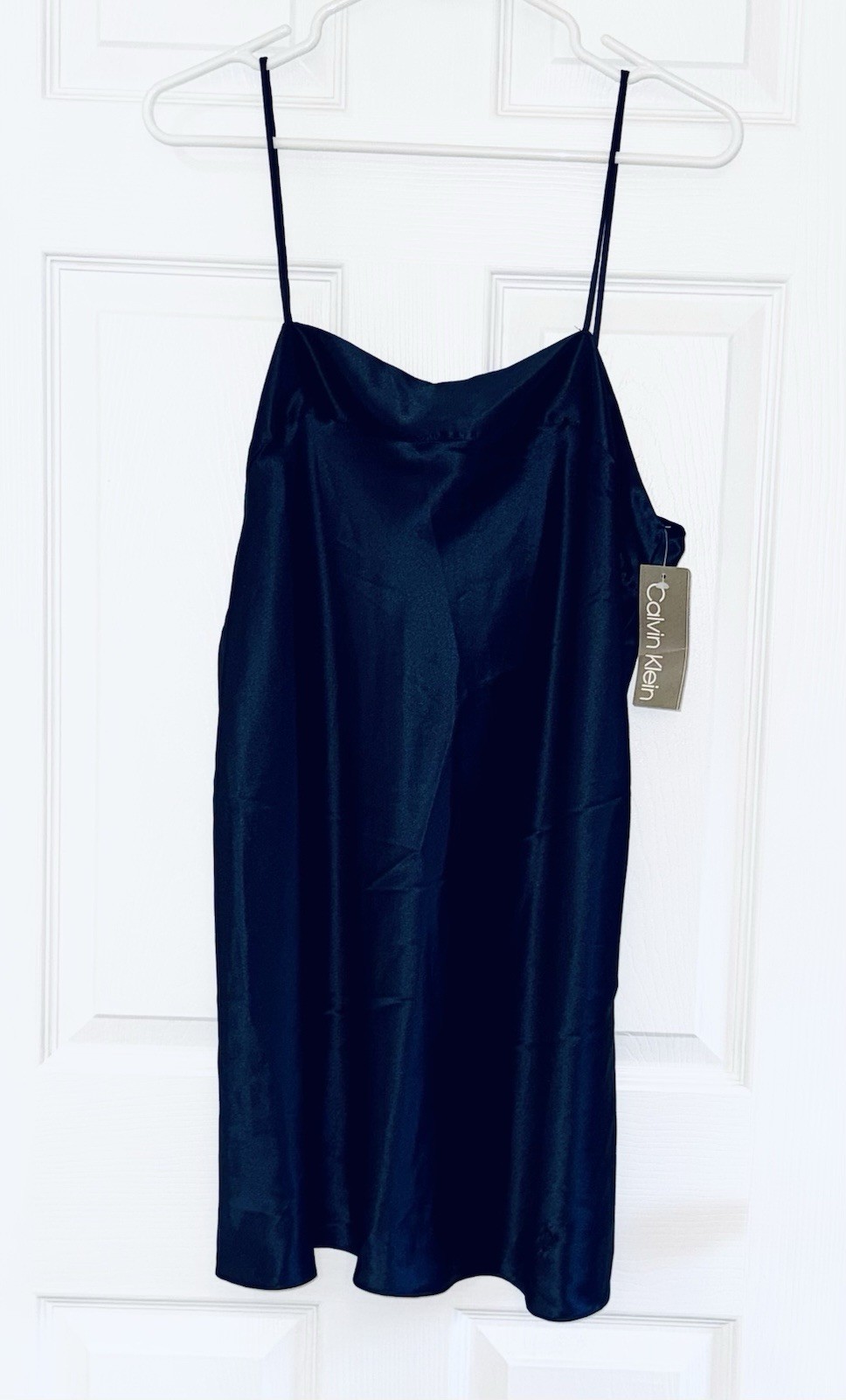 VTG 1989 Calvin Klein Satin Peignoir Set NWT Navy Robe/Nightgown OS/L Deadstock
