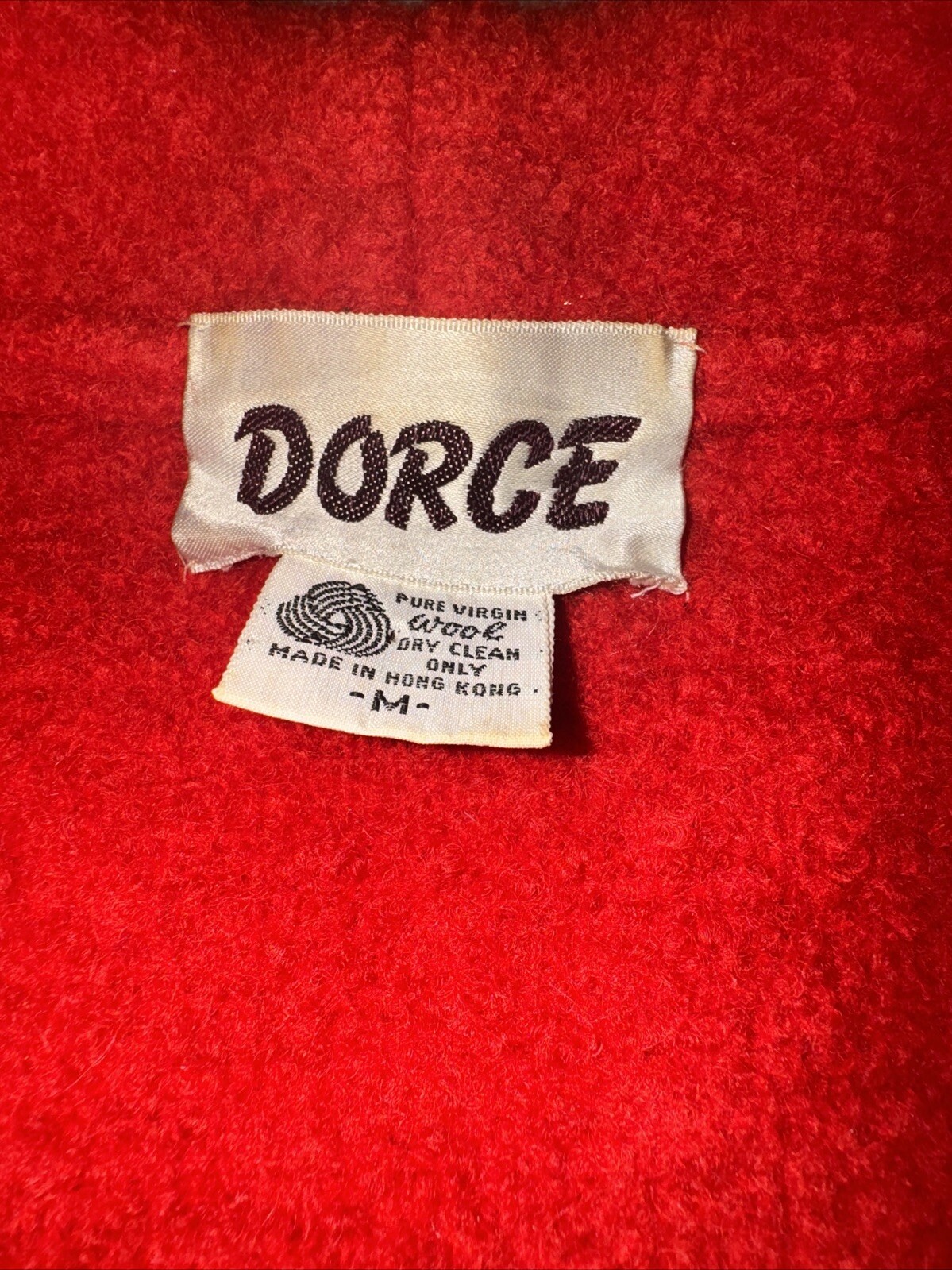 Vintage Dorce 100% Wool Button Down Red Christmas Blazer Sweater Size Medium