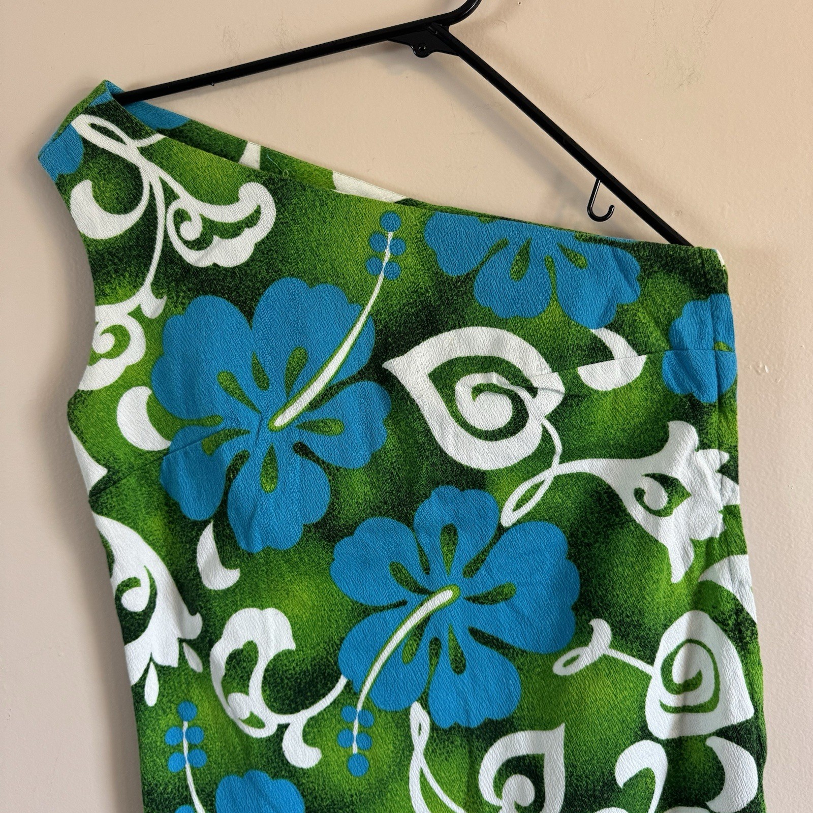 Vogue Paris Original Vintage Hawaiian Handmade One Shoulder Dress Designer