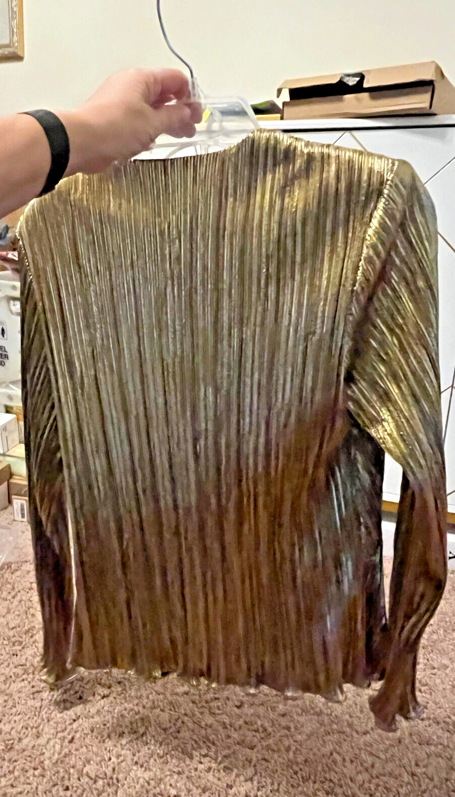 Vintage 80’s Gold Metallic Blouse La Nuit Ladies Size L Made In USA Fabulous