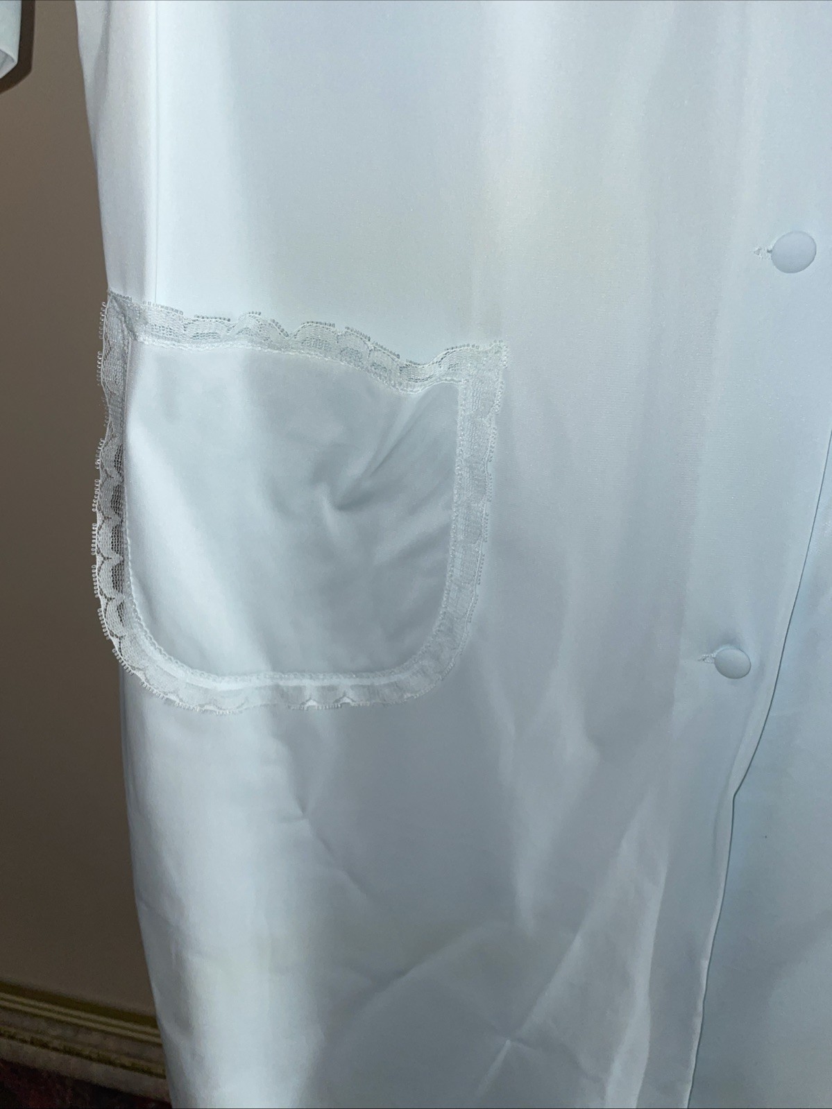 WOMAN’S VINTAGE SHADOW LINE SHADOWLINE Small Blue BUTTON UP SILKY GOWN
