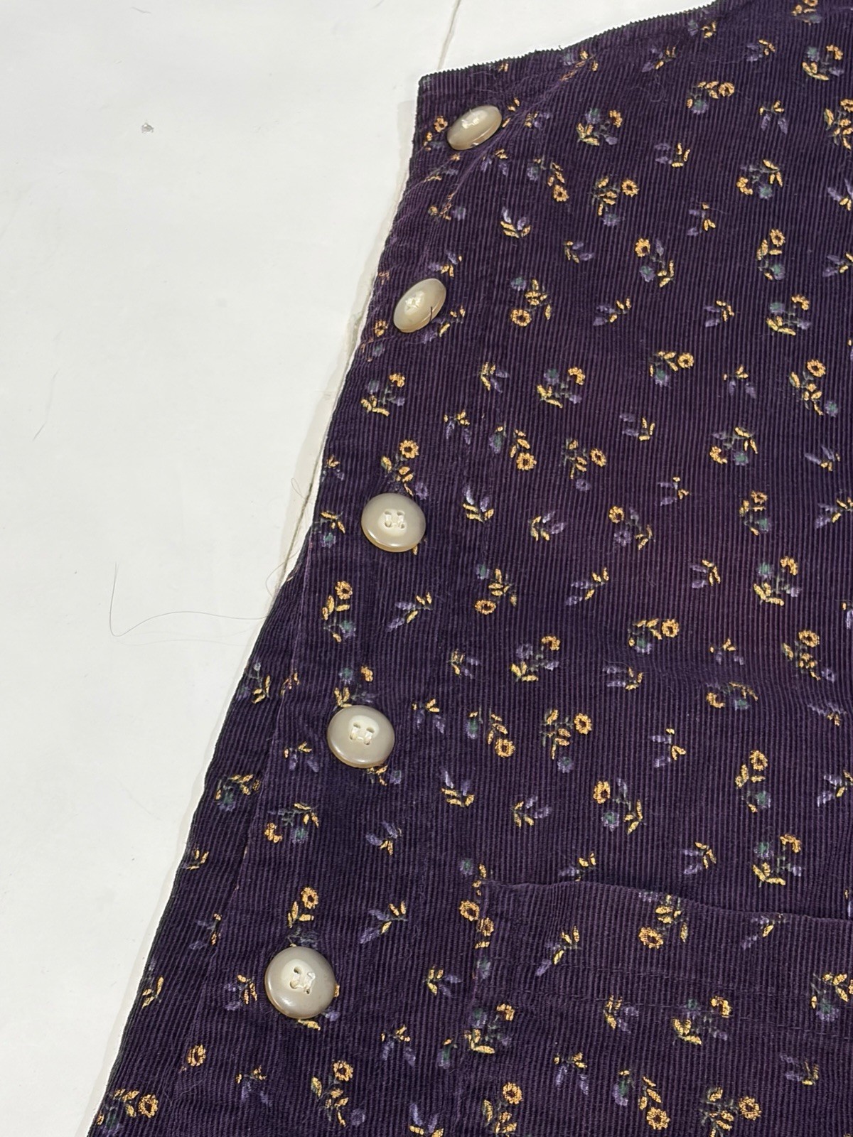 Vintage FADS Purple Floral Sleeveless Corduroy Romper Dress Pockets Women SZ 4P
