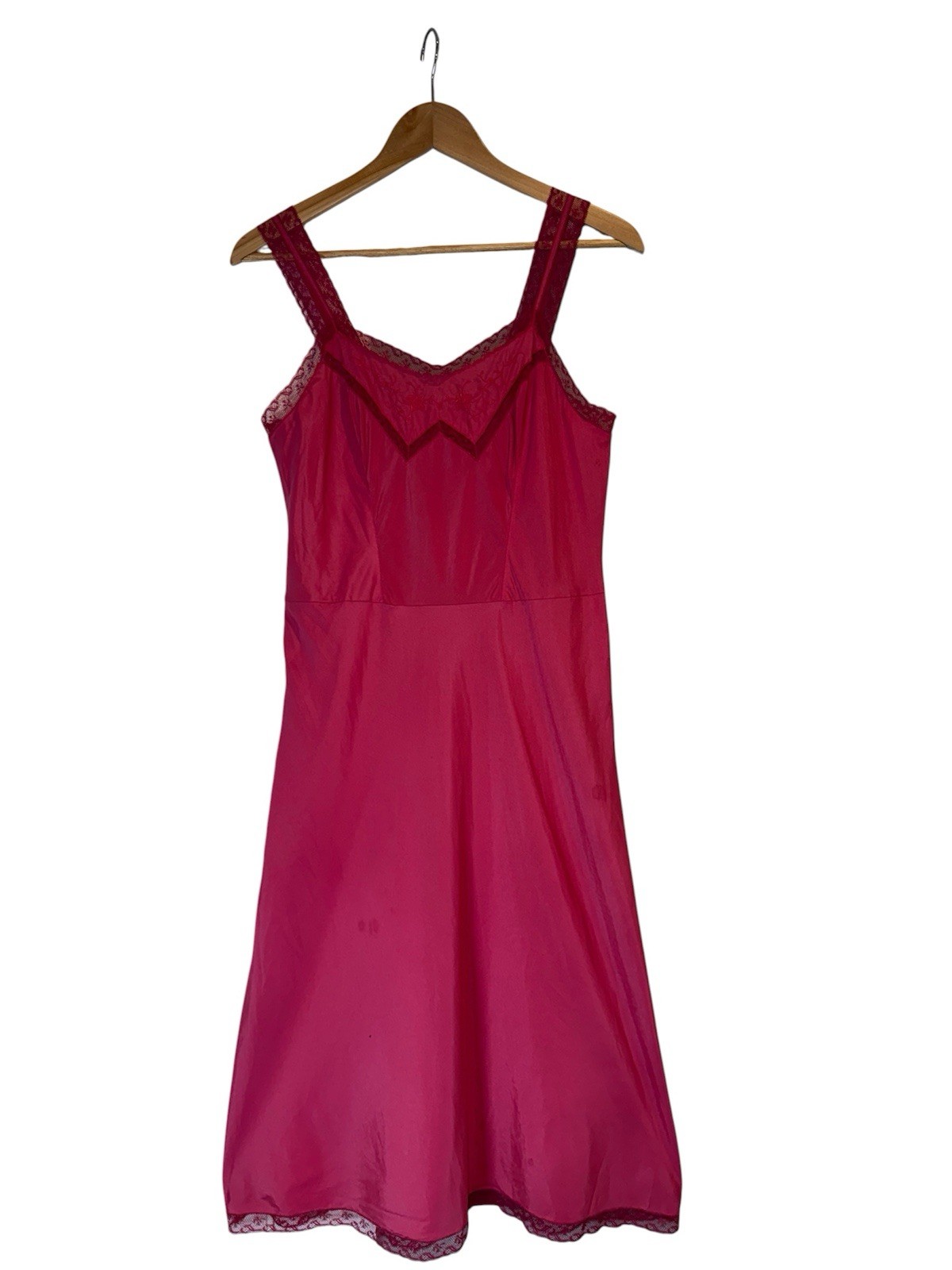 Vintage 1950s BARBIZON Crepe Remarque Hot Pink Full slip dress Lil Beth 14 Miss